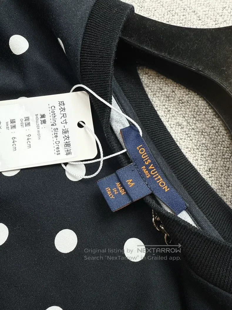 Louis Vuitton Louis Vuitton Black full logo polka-dot ruffle sleeve dres Size M / US 6-8 / IT 42-44 - 6 Thumbnail