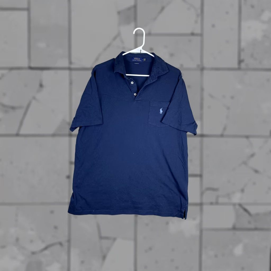 Polo Ralph Lauren Polo Ralph Lauren Polo Shirt Mens Large Blue Solid Pocket Pony Logo Short Sleeve Size US L / EU 52-54 / 3 - 1 Thumbnail