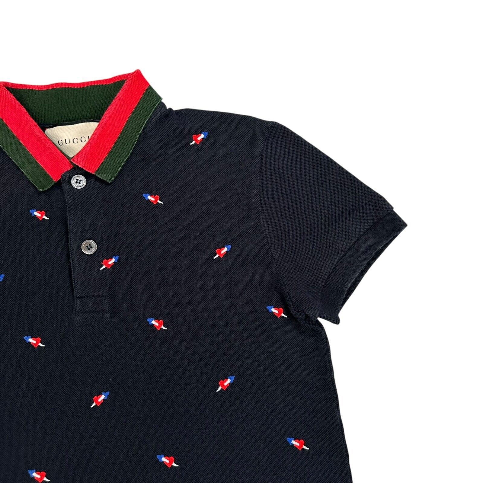 Gucci Gucci Size S Polo Shirt Navy Arrow/Heart Logo Taped Collar Size US S / EU 44-46 / 1 - 6 Thumbnail