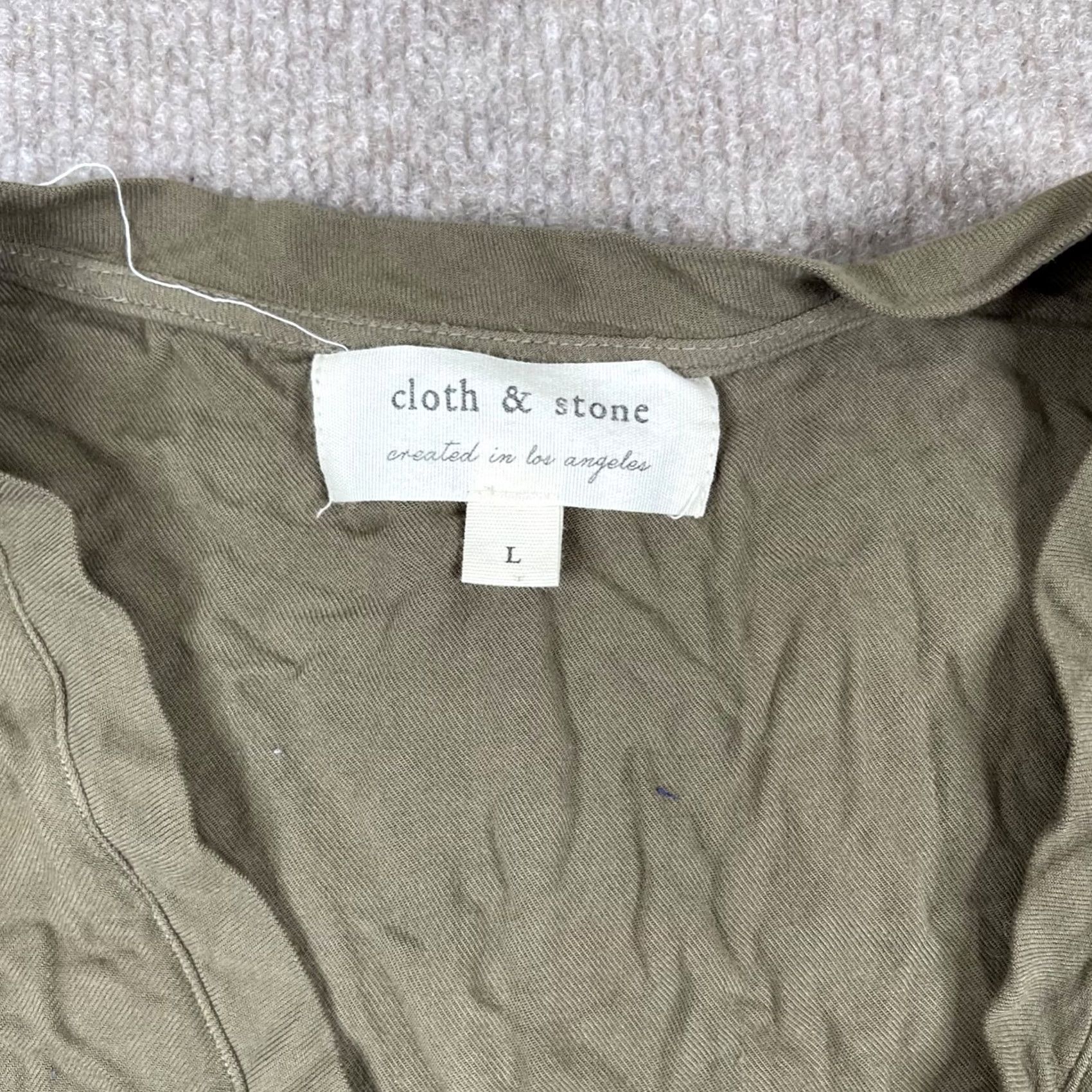 CLOT Cloth & Stone Shirt Dress Women's Large L Green Short Sleeve V Neck Lightweight Size L / US 10 / IT 46 - 4 Thumbnail