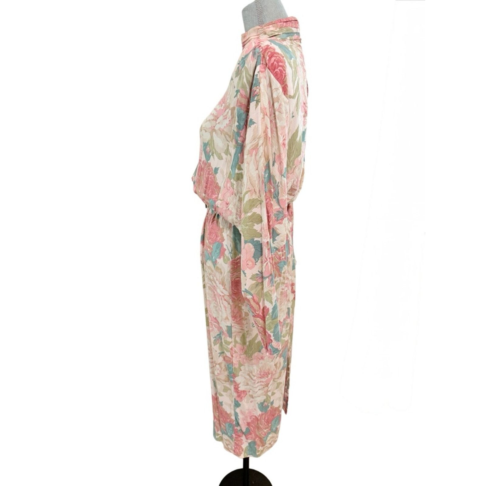 Other Vintage Floral Midi Dress bold print high neck mock Size S / US 4 / IT 40 - 2 Thumbnail