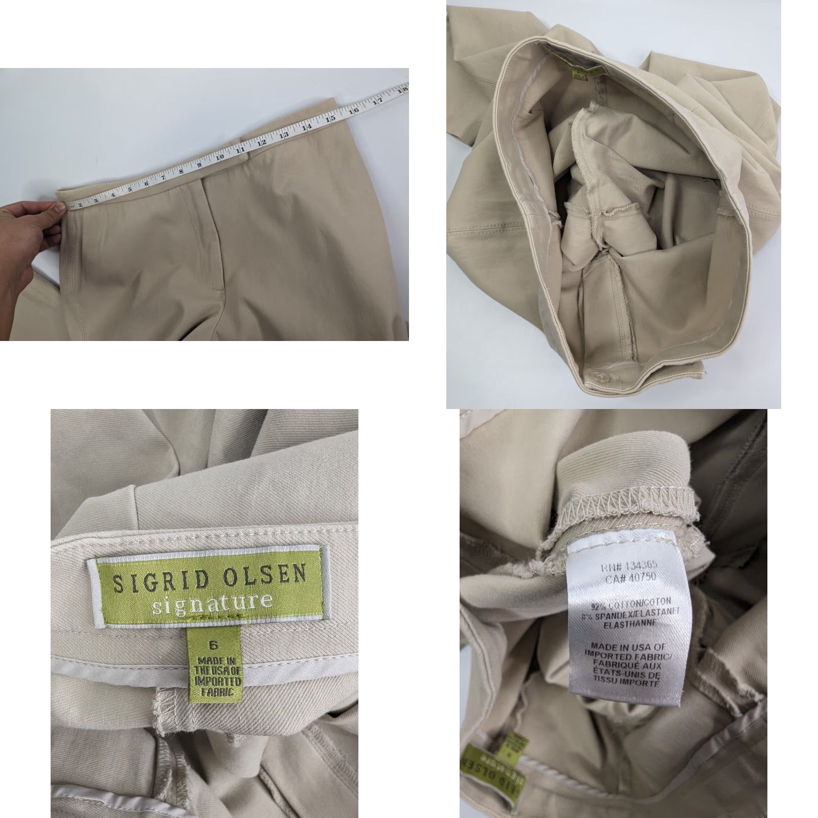 Vintage VINTAGE Sigrid Olsen Signature Pants Beige Cropped Women 6 Cotton Blend Mid Rise Flat Front Knit Modern Tan 1980s 1990s Mens Womens Boys Girls Size 28" / US 6 / IT 42 - 8 Thumbnail