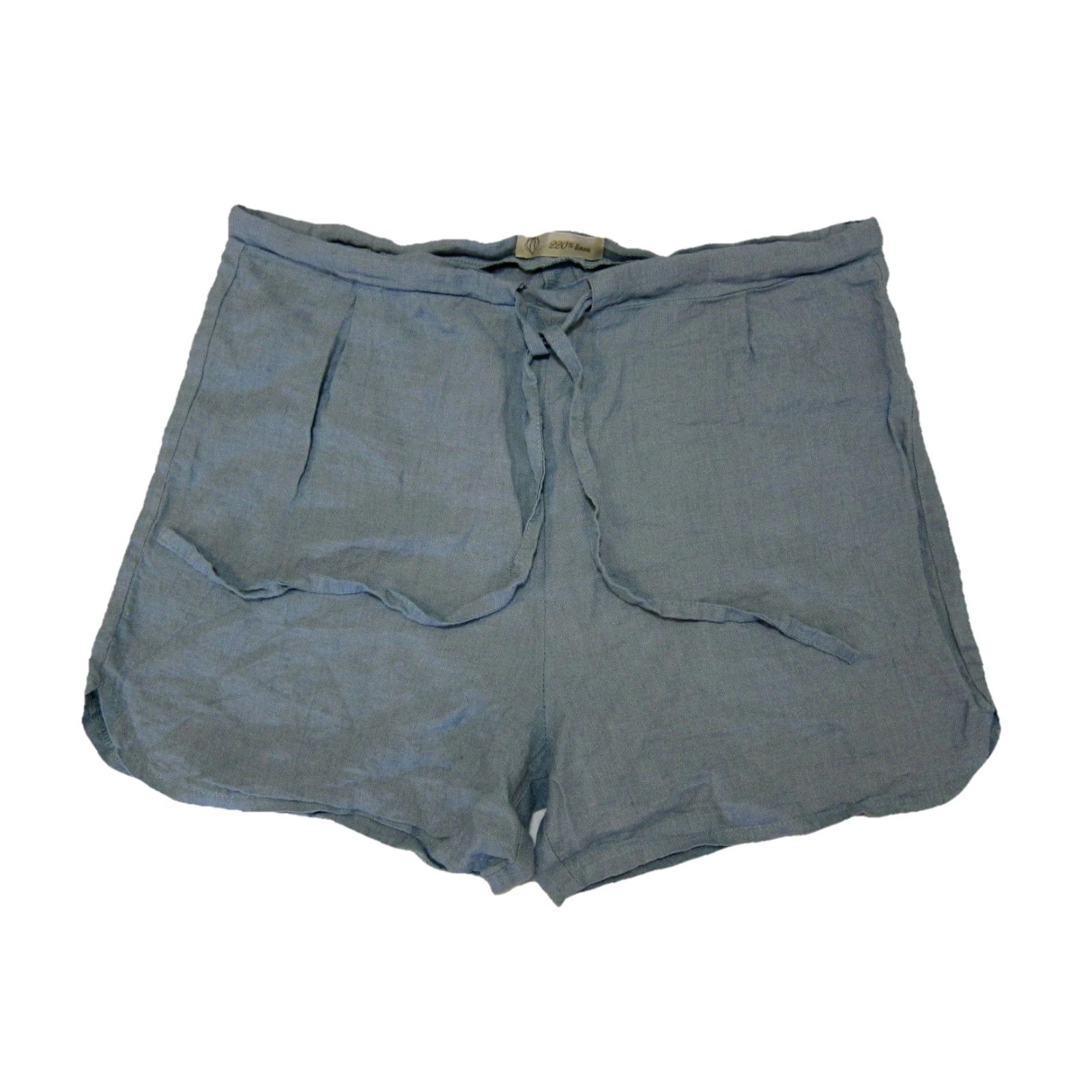 Vintage 220% Linen Blue Green Tie High Rise Waist Casual Flowy Shorts Women Size Medium Size 24" / US 00 / IT 34 - 6 Thumbnail