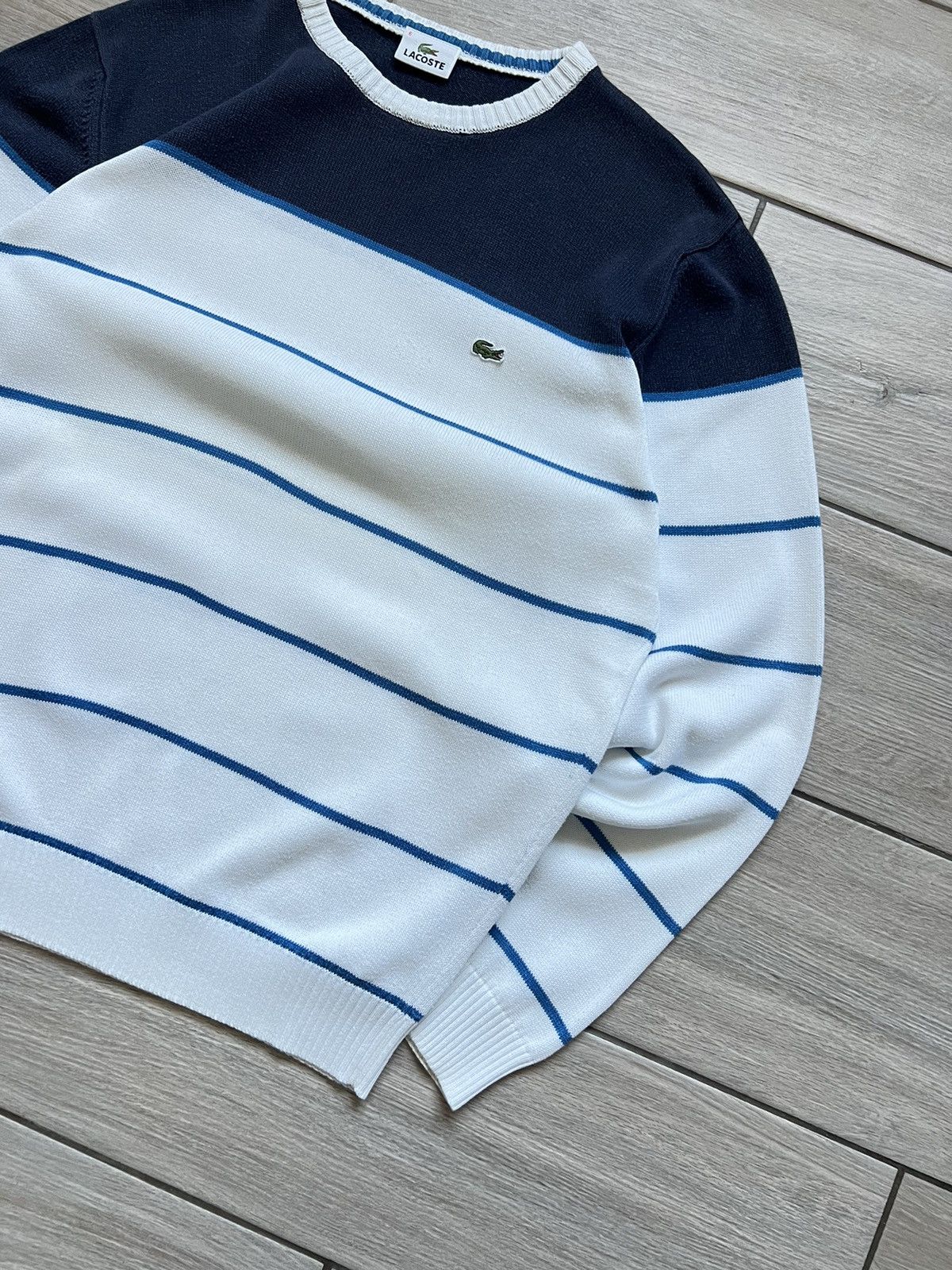 Lacoste Vintage Lacoste Sweater Striped Knit Baggy 90s France 🇫🇷 Size US XL / EU 56 / 4 - 6 Thumbnail