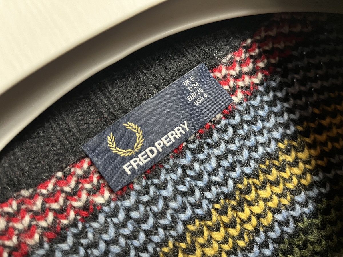 Designer Fred Perry Thick Chunky Knit Oversize Fairisle Cardigan Size S / US 4 / IT 40 - 4 Thumbnail