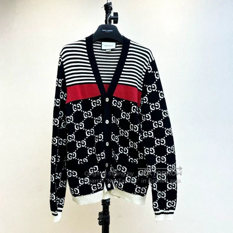 Gucci Gucci SizeOS FW21 Logo stitching V-neck single-breasted kni Size US M / EU 48-50 / 2 - 2 Thumbnail