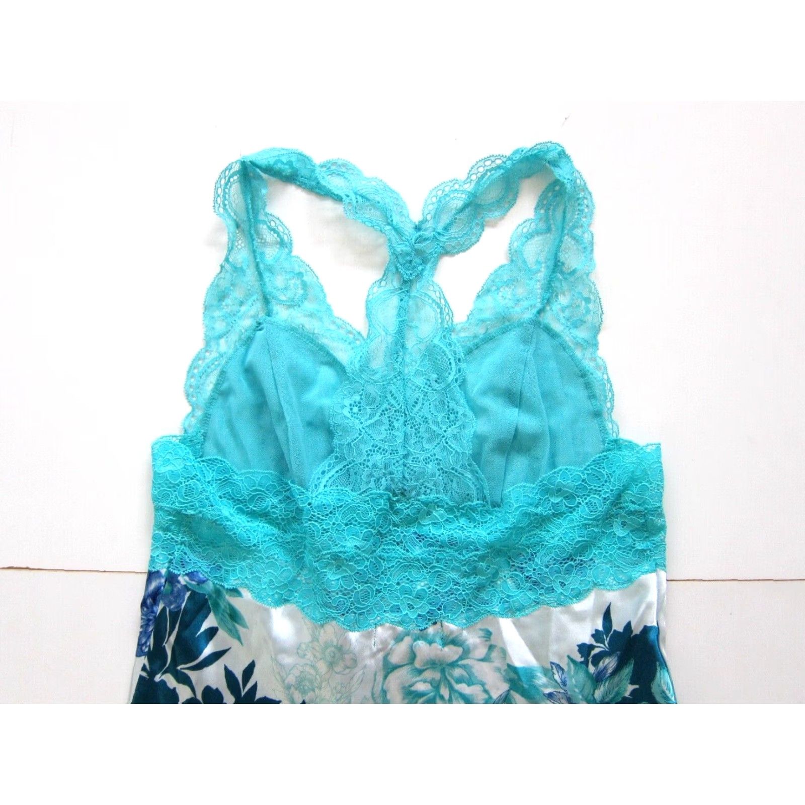 Vintage Thalia Sodi Intimates Blue Floral Lace Satin Nightgown Dress M Women XS-XL Size M Camisole Style Size M / US 6-8 / IT 42-44 - 4 Thumbnail