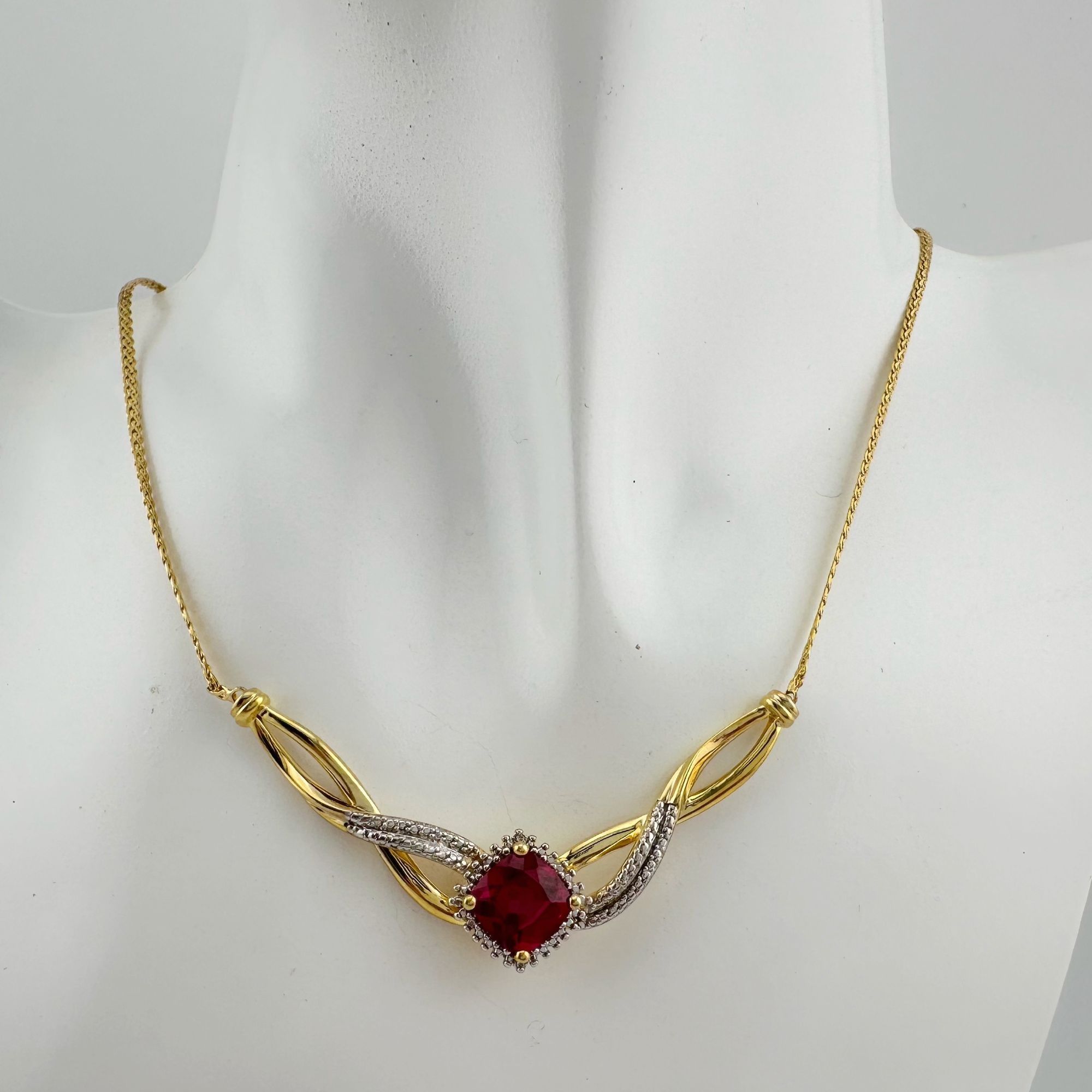 Other Elegant Lab Created Ruby and White Sapphire Infinite Loop Ne Size ONE SIZE - 4 Thumbnail