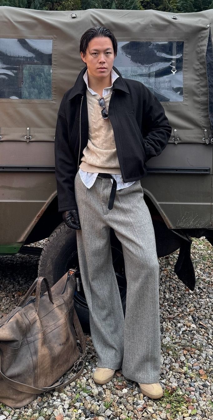Ojardorf O. Files Herringbone Wool Trousers Size US 32 / EU 48 - 3 Thumbnail