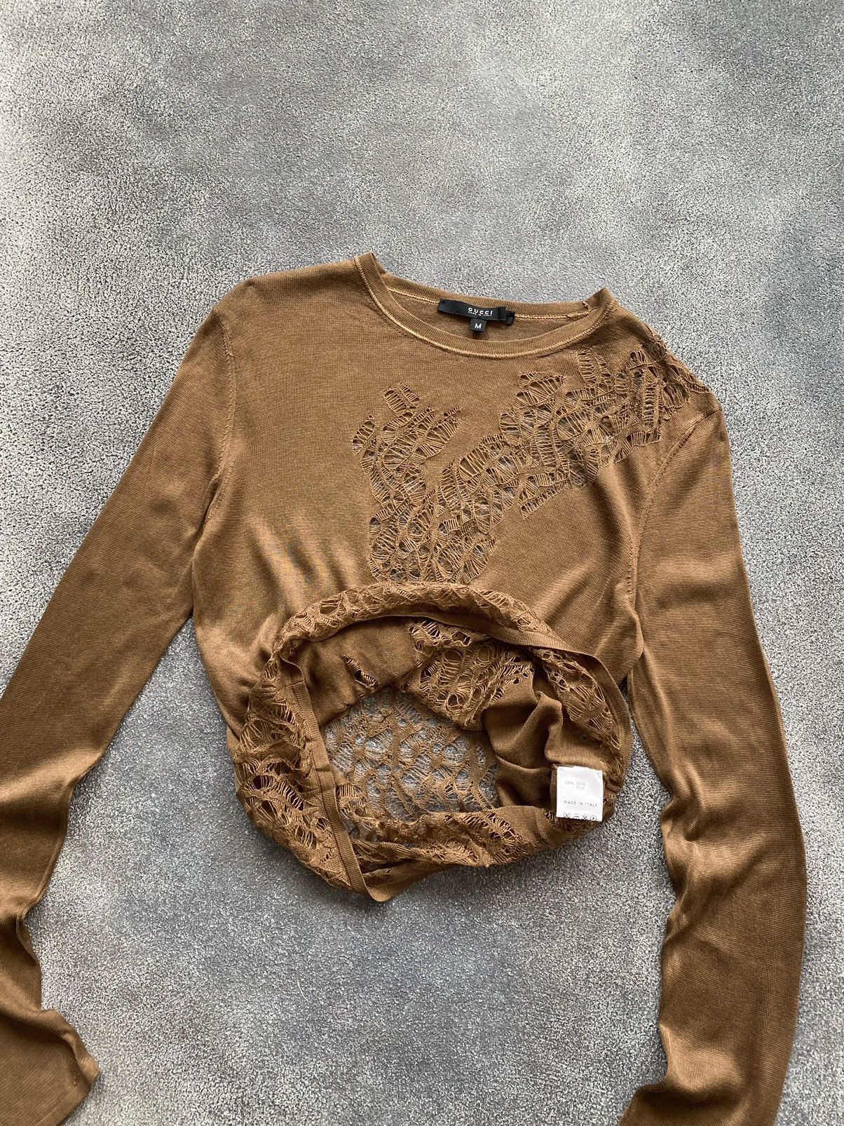 Gucci 2000’s Gucci By Tom Ford Silk Mesh Blouse Size M / US 6-8 / IT 42-44 - 10 Thumbnail