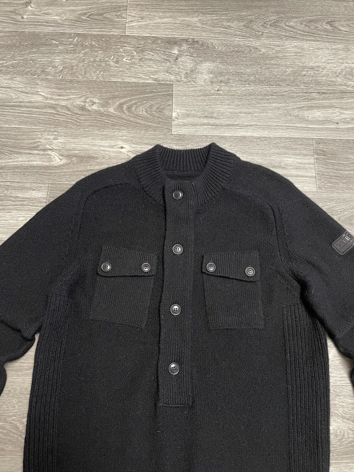 Barbour Vintage Barbour Black Wool Half Zip Button-Up Sweater Size US M / EU 48-50 / 2 - 2 Thumbnail