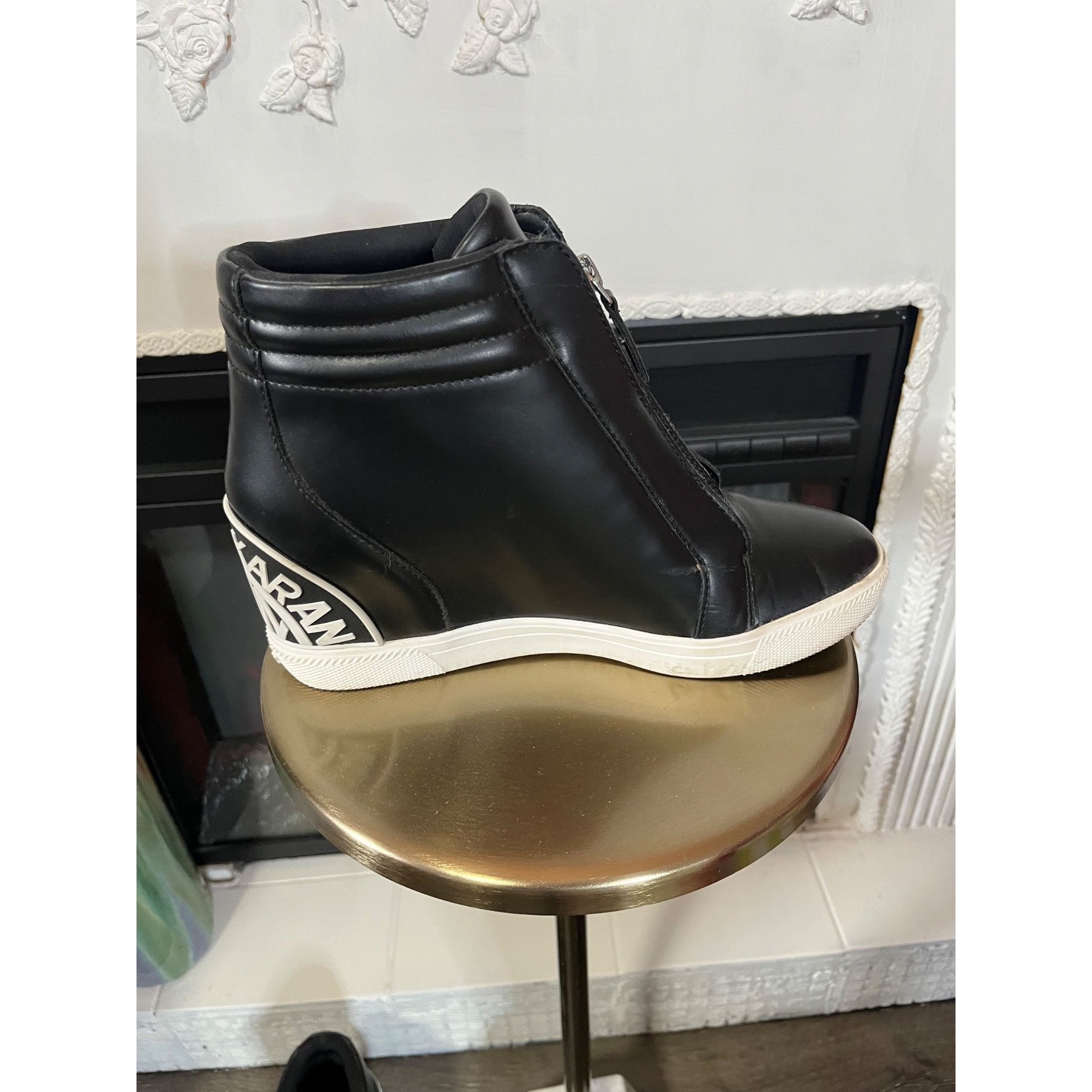 DKNY DKNY Black High-Top Leather Sneakers With Zipper Closure & L Size US 8.5 / IT 38.5 - 3 Thumbnail