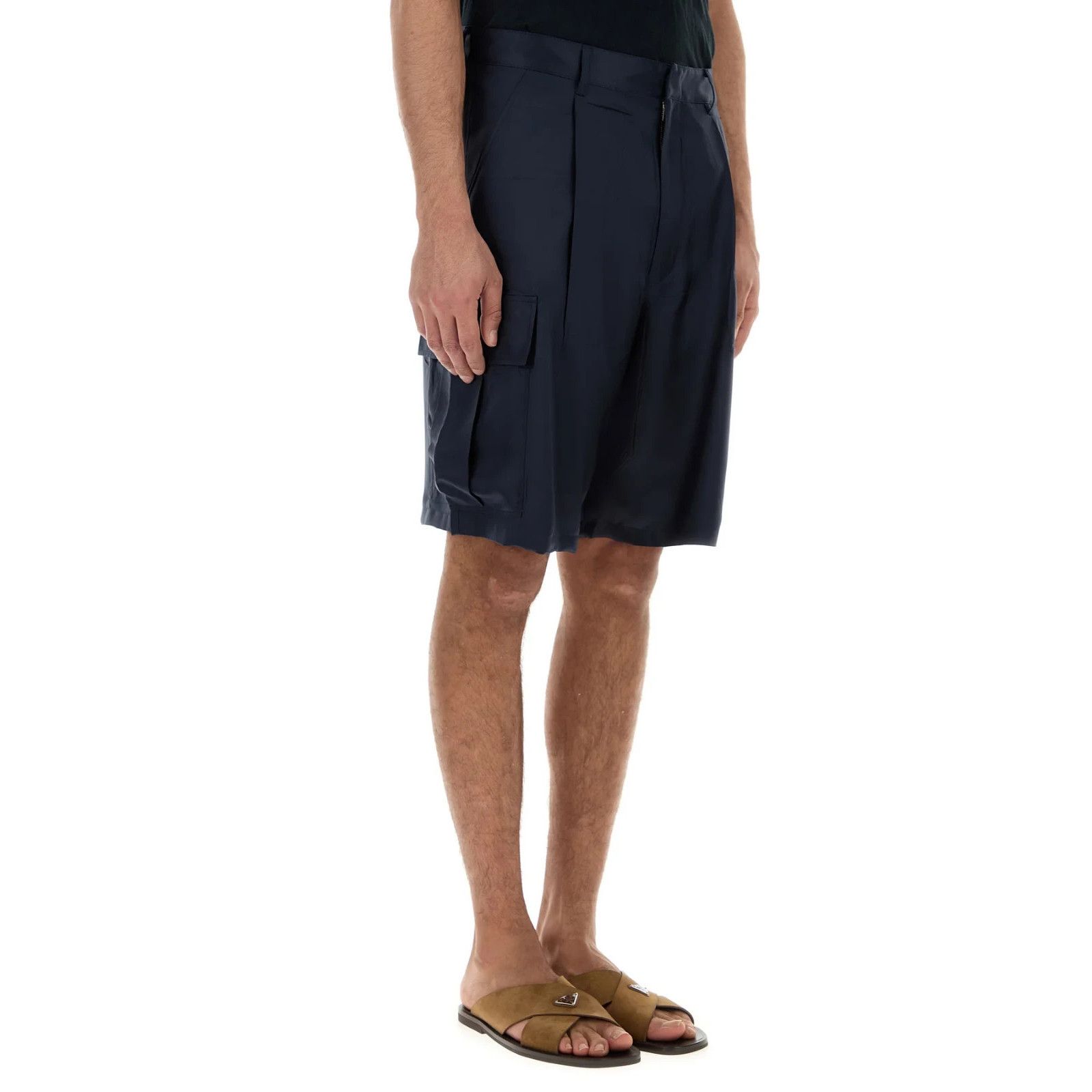 Prada PRADA Dark Blue Silk Bermuda Shorts New & Authentic (Men's s Size US 30 / EU 46 - 3 Thumbnail