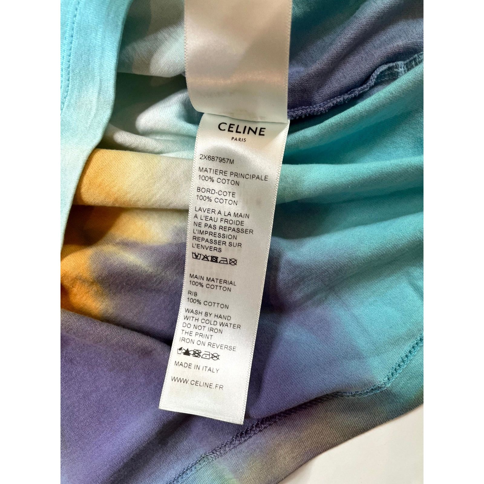 Celine Celine Studded Spellout Logo Tie Dye Tee Size US XS / EU 42 / 0 - 4 Thumbnail