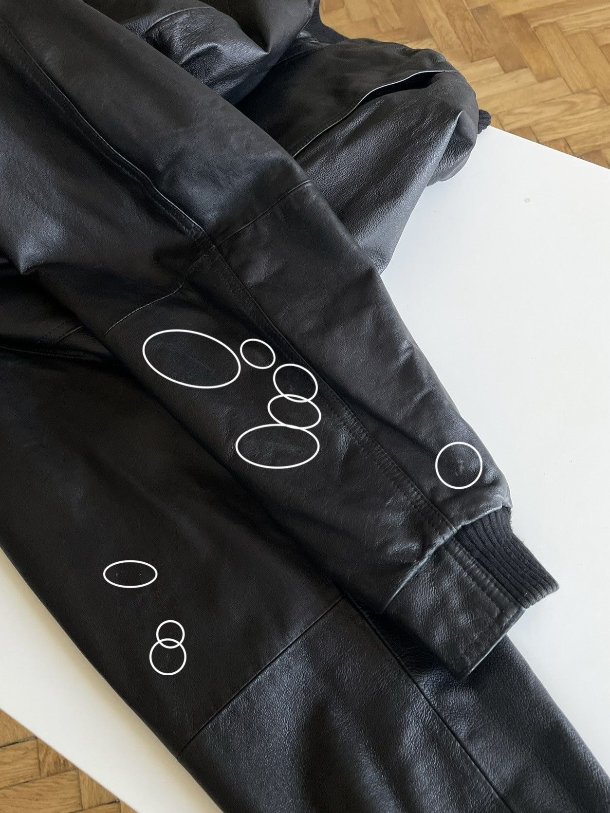 Marks & Spencer Black Leather Bomber / A Jacket Size US XL / EU 56 / 4 - 14 Thumbnail