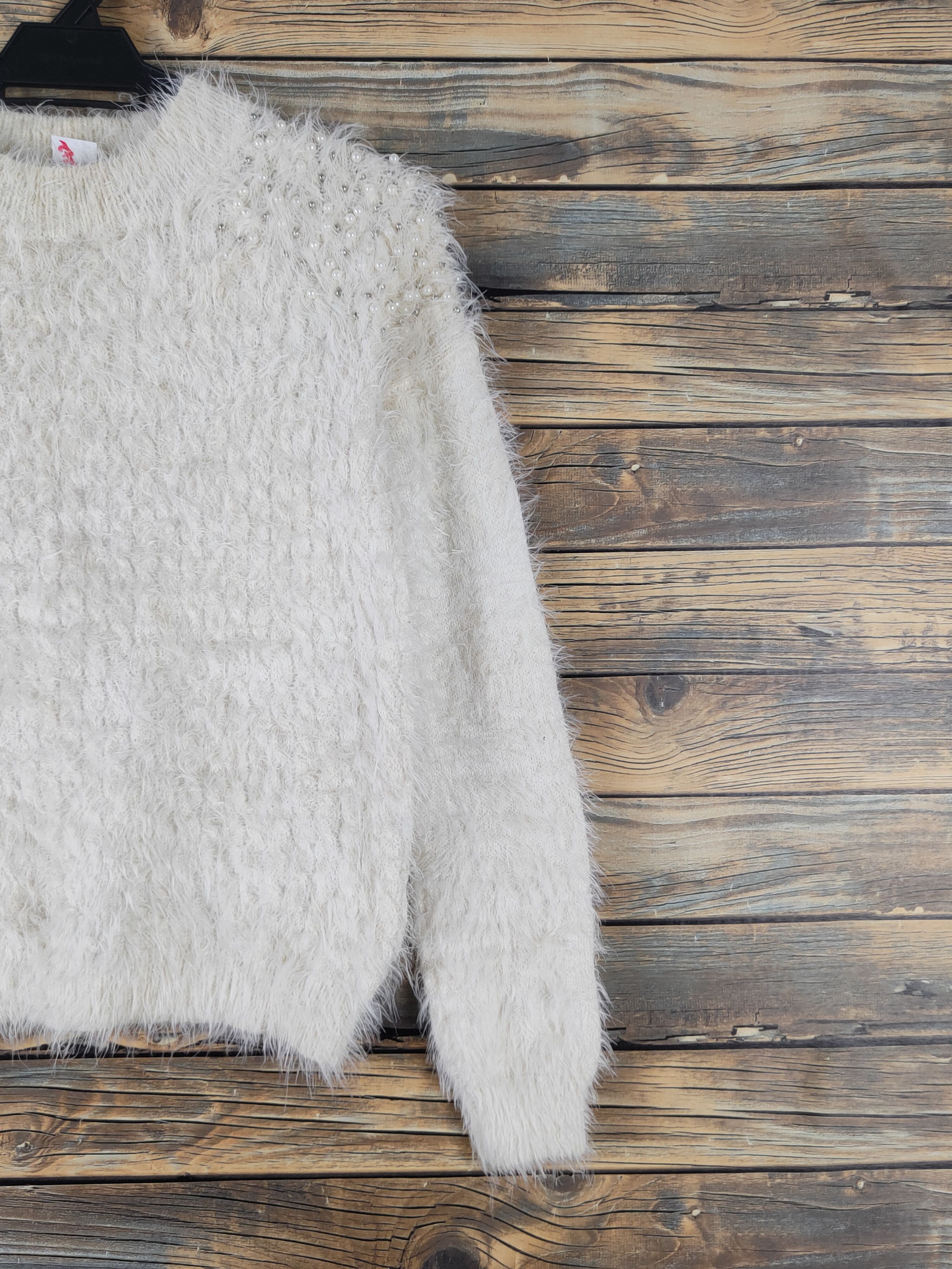 Japanese Brand Valleygirl Ivory Shag Shaggy Fur Mohair Knitwear #W1642 Size S / US 4 / IT 40 - 5 Thumbnail