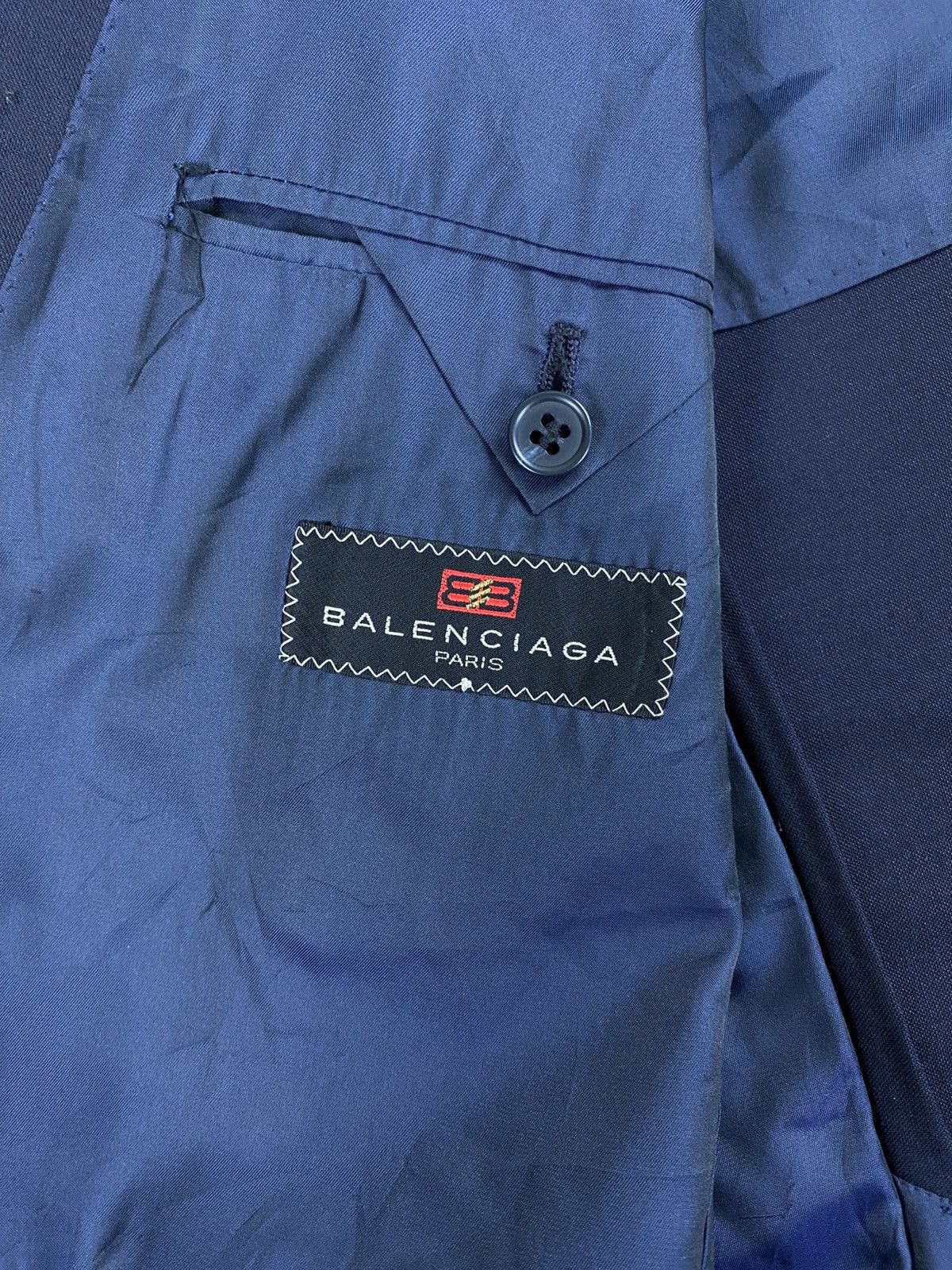 Balenciaga Vintage Balenciaga Paris Navy Double Breasted Suit Jacket Size US M / EU 48-50 / 2 - 9 Thumbnail