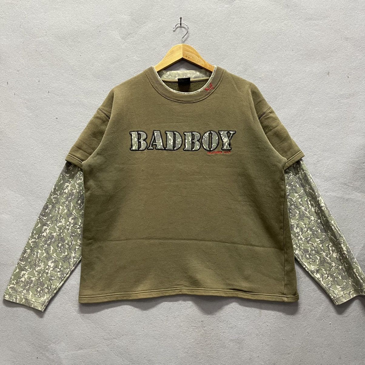 Vintage Vintage Early 2000s Bad Boy Double Layer Military Sweatshirt Size US XL / EU 56 / 4 - 1 Thumbnail