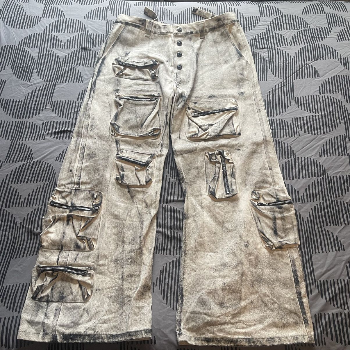 Designer Kraftwork Aint Eazy BK Flared Cargo Beige Size US 34 / EU 50 - 2 Thumbnail
