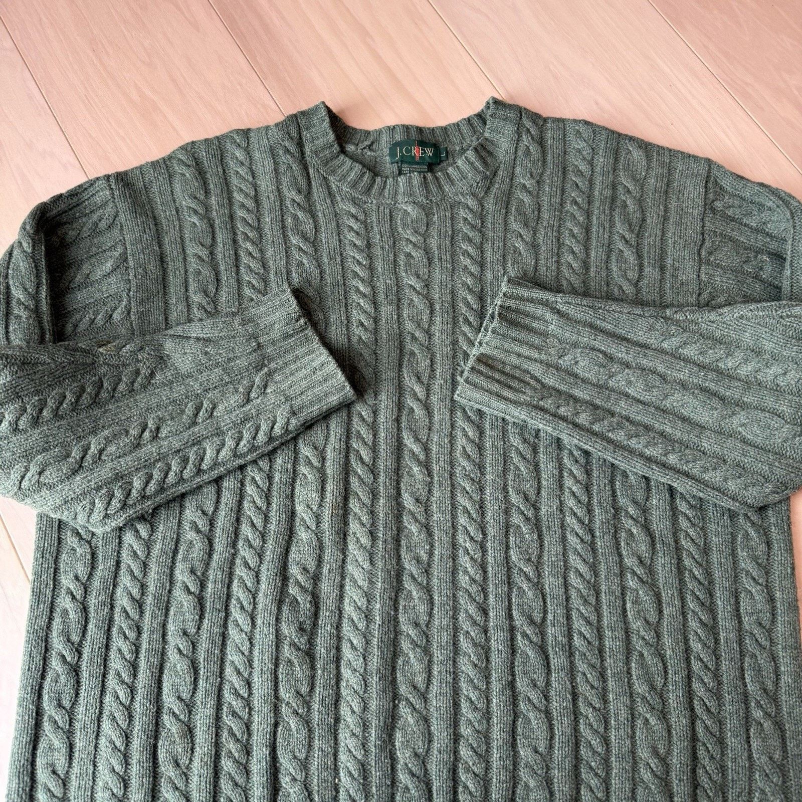 J.Crew Vintage J Crew Cable Knit Wool Sweater Large Green Oarsman Size US L / EU 52-54 / 3 - 4 Thumbnail
