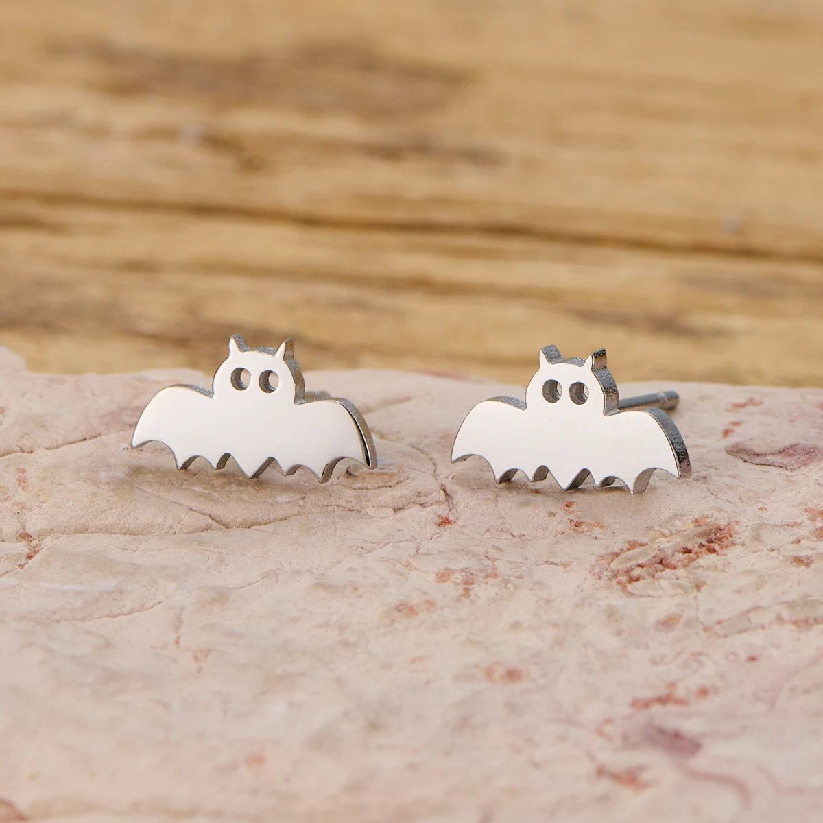 Jewelry Mini Bat Stud Earrings Charm Earring Gift Size ONE SIZE - 1 Preview