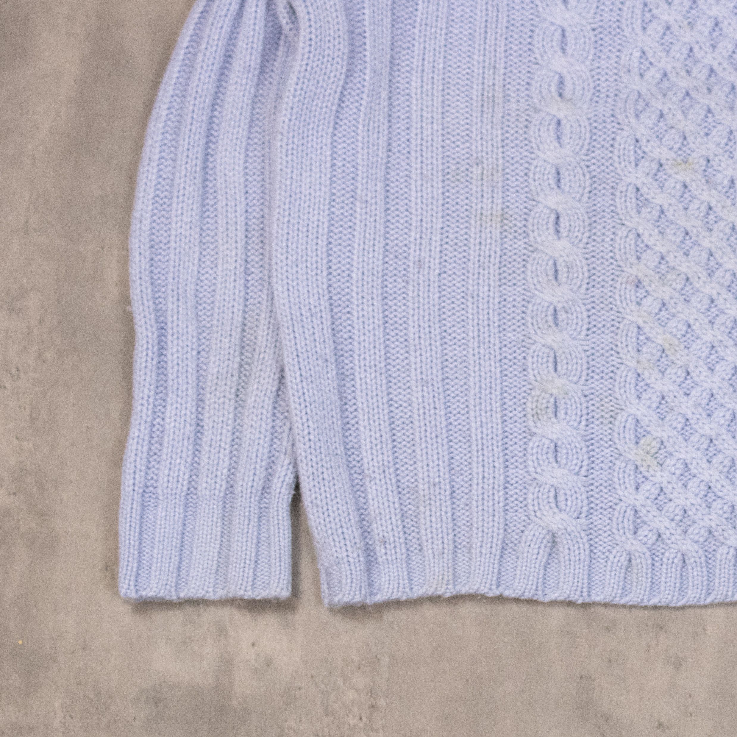 Vintage Vintage 1990's Cable Baby Blue Knitted Crew Neck Sweater Size US M / EU 48-50 / 2 - 6 Thumbnail