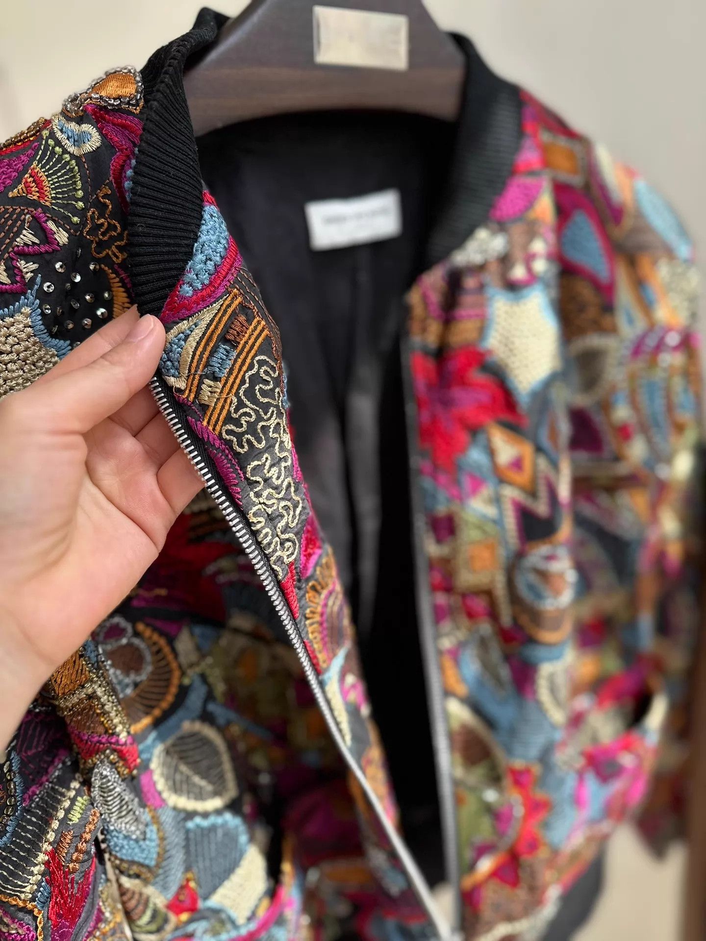 Dries Van Noten DVN Runway Silk-Cotton Beaded Embroidered Rare 95 New 38 Size XS / US 0-2 / IT 36-38 - 9 Thumbnail