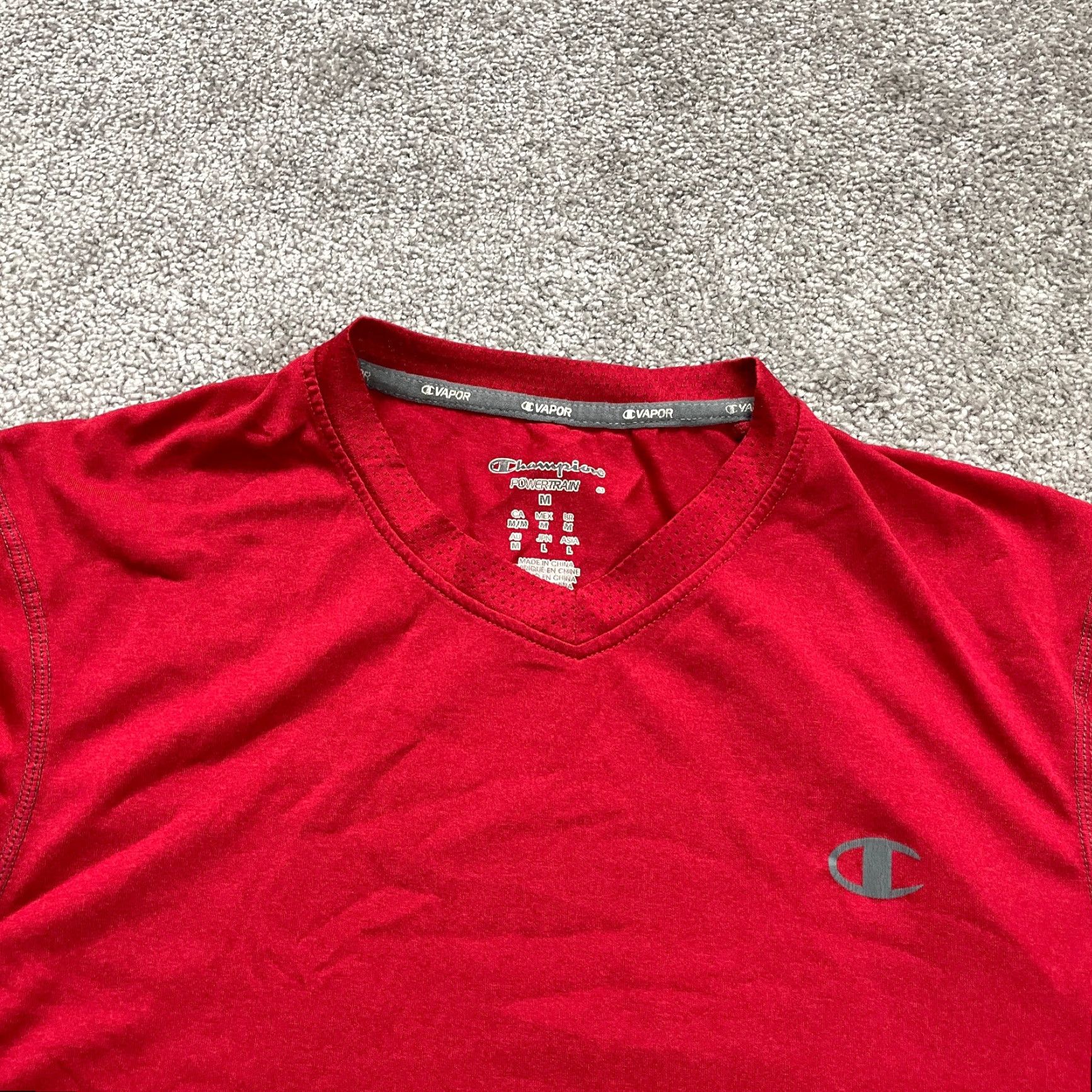Champion Champion Vapor Shirt Mens Medium Red Powertrain Active Short Sleeve Casual Shirt Size US M / EU 48-50 / 2 - 2 Thumbnail