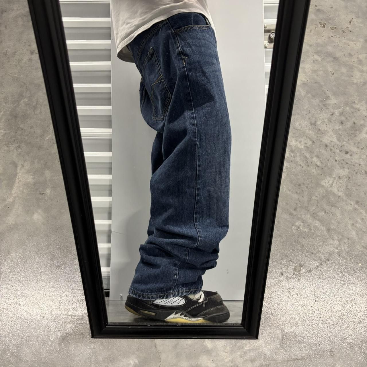 Japanese Brand × Vintage Crazy Vintage Y2K/2000s Grunge Dark Blue Wash Denim Jeans! Size US 38 / EU 54 - 2 Thumbnail
