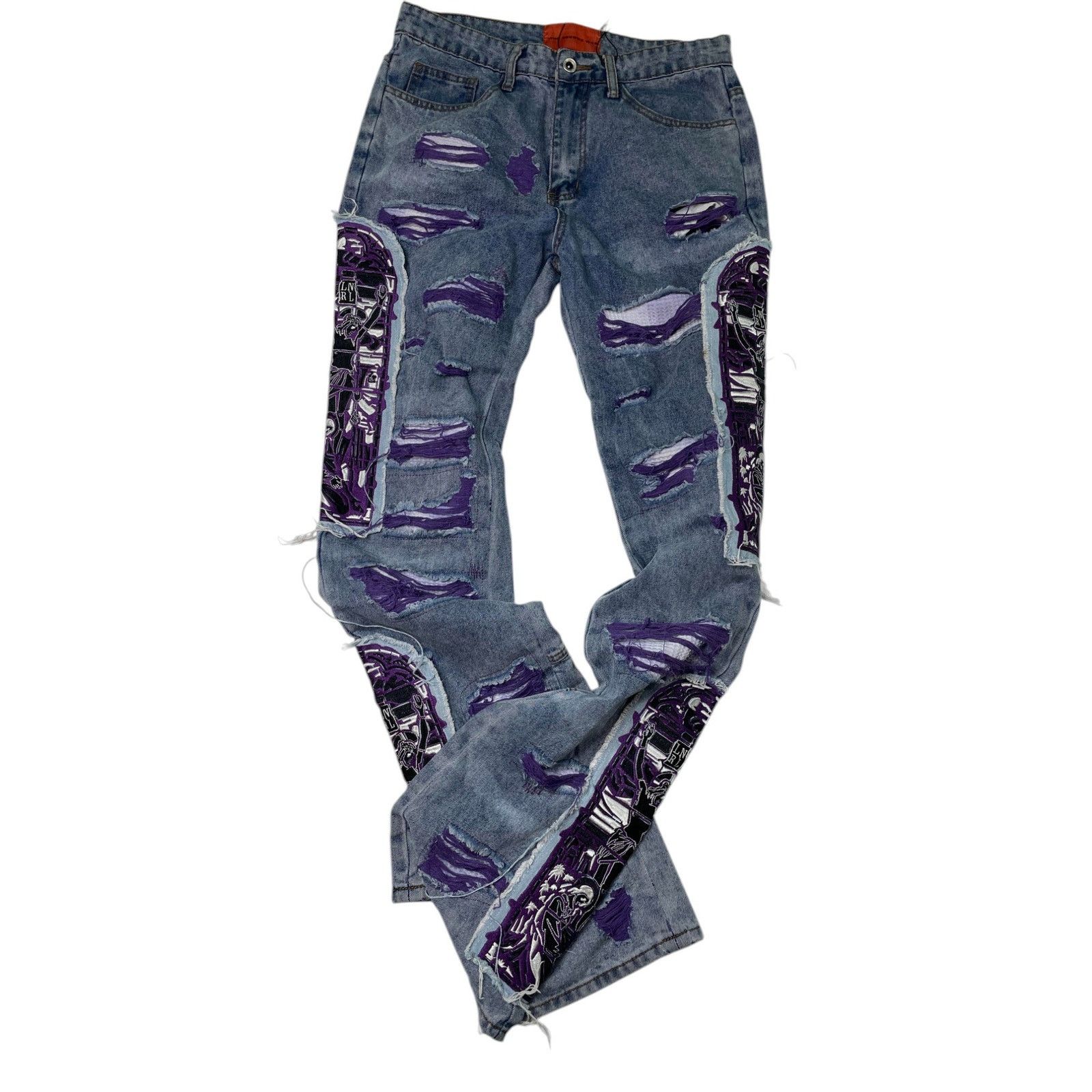 Who Decides War WDW Purple Stain Glass Jeans Size US 30 / EU 46 - 1 Thumbnail