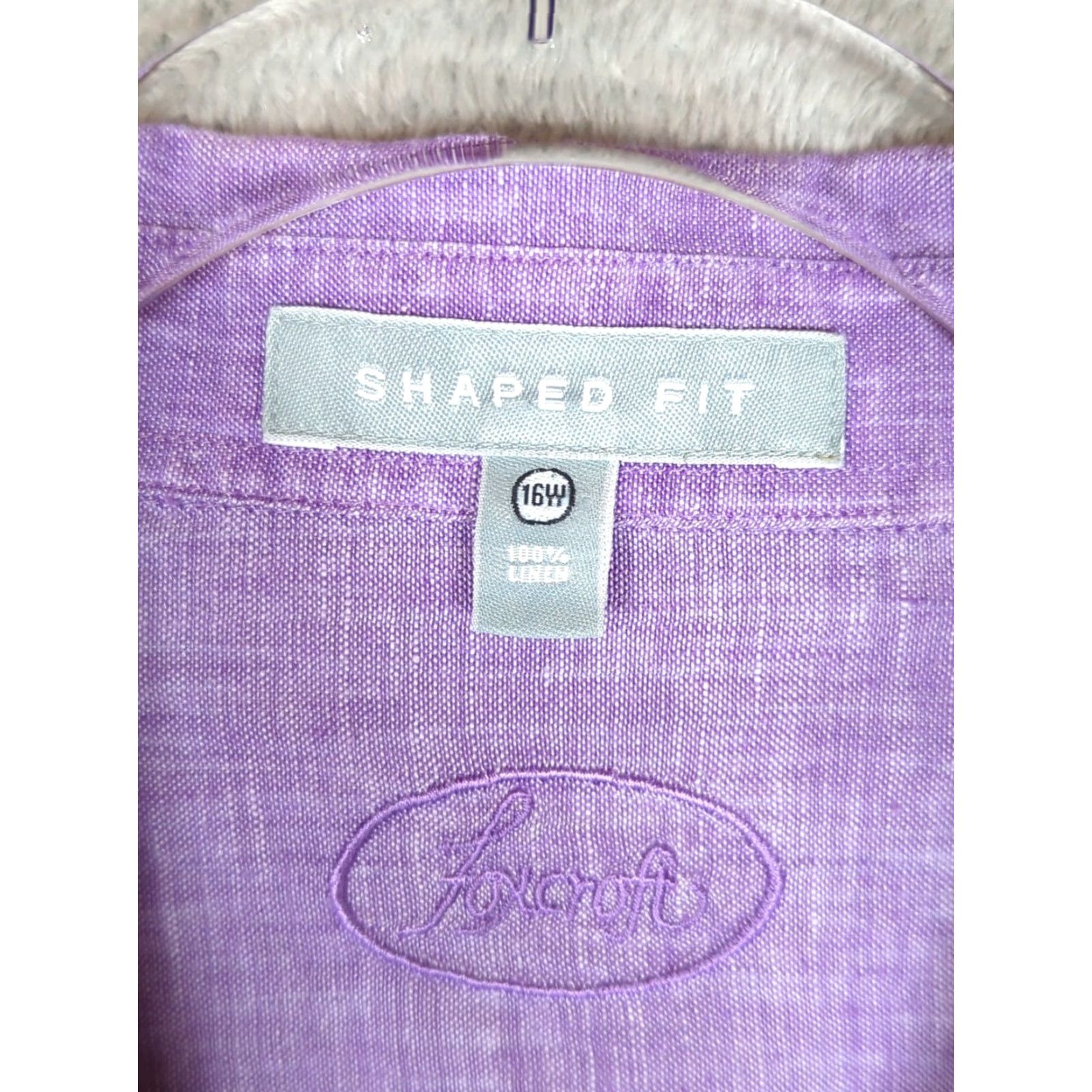 Vintage Foxcroft Linen Button Up Shirt Sz 16 Purple 3/4 Sleeve Beachy Pintuck Resort Cruise Casual Beachy Resort Size XXL / US 16-18 / IT 52-54 - 6 Thumbnail