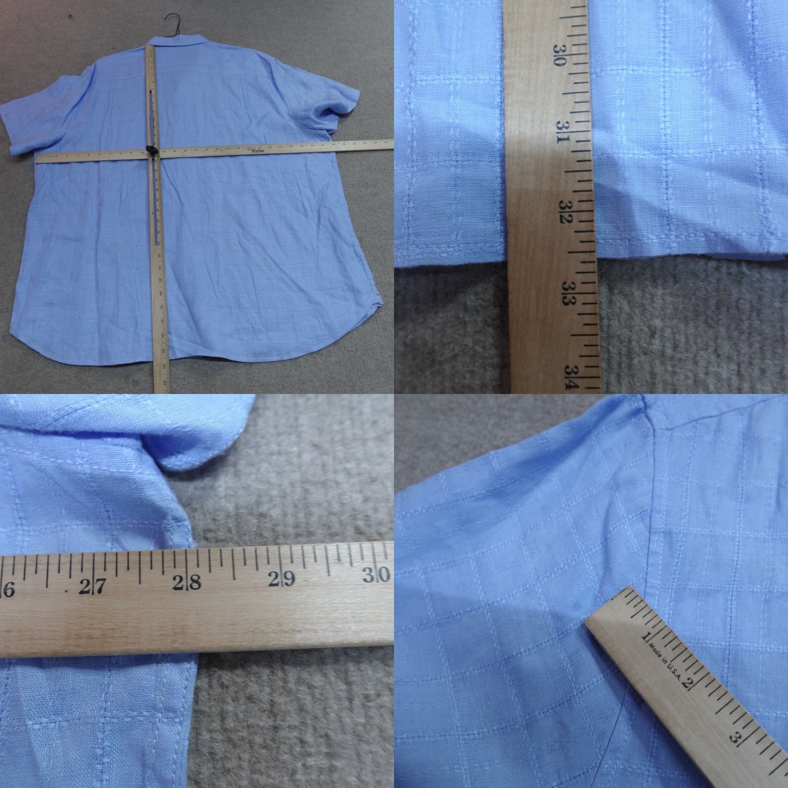 Tommy Bahama Tommy Bahama Shirt 2XL Blue Jacquard Plaid 100% Linen Short Sleeve Button-Up Casual Mens Size US XXL / EU 58 / 5 - 9 Thumbnail