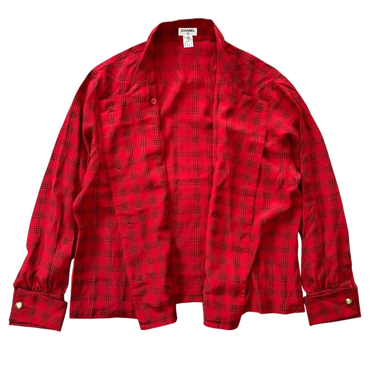 Chanel CHANEL 90's Silk Shirt Double-Breasted with Gold button Size M / US 6-8 / IT 42-44 - 2 Thumbnail