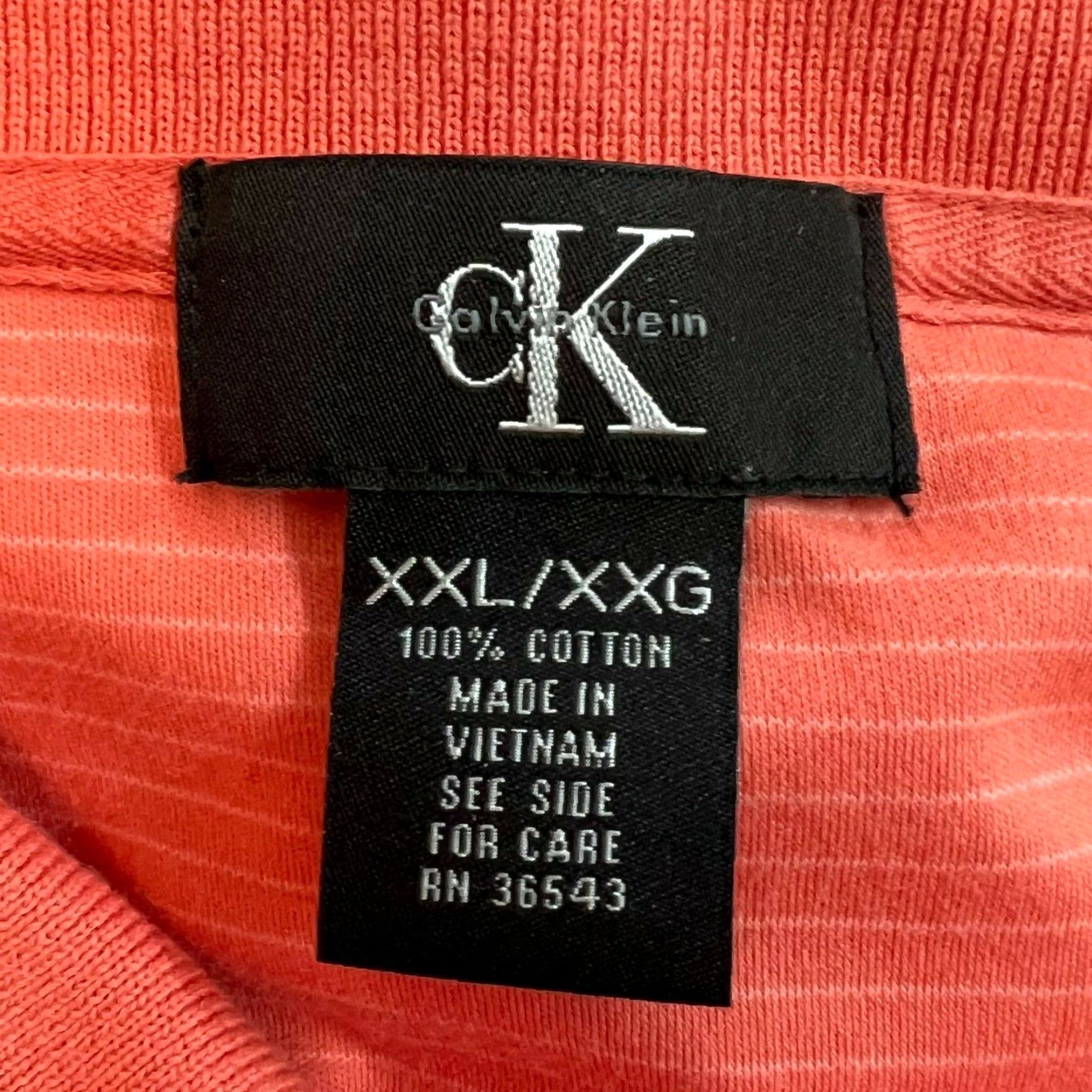 Calvin Klein Calvin Klein Men Polo Shirt Striped Salmon Pink Short Sleeve 2XL Size US XXL / EU 58 / 5 - 5 Thumbnail