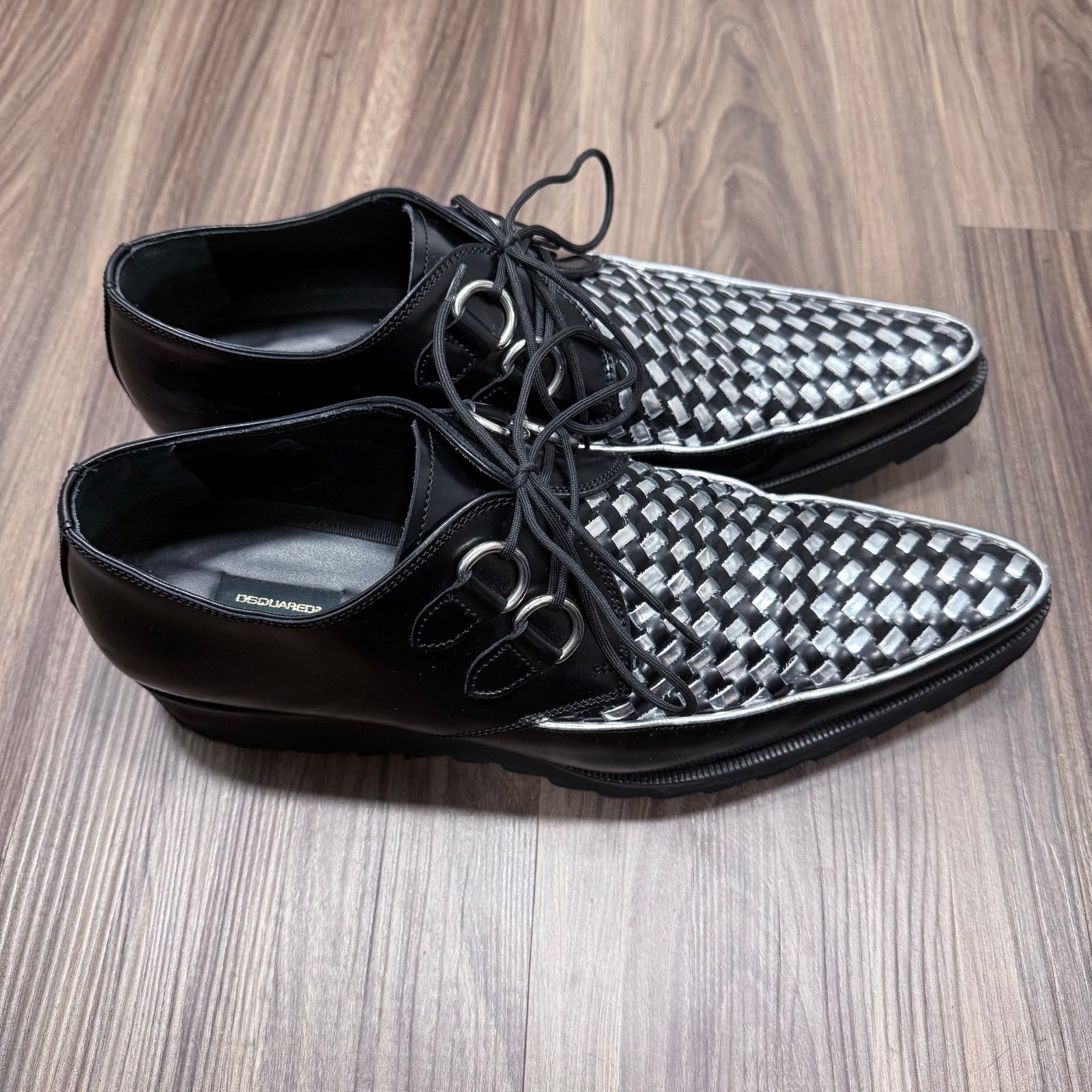 Dsquared2 DSQUARED2 Rare Runway Lace Up Shoes Black Silver EU 41.5 Size US 8.5 / EU 41-42 - 4 Thumbnail