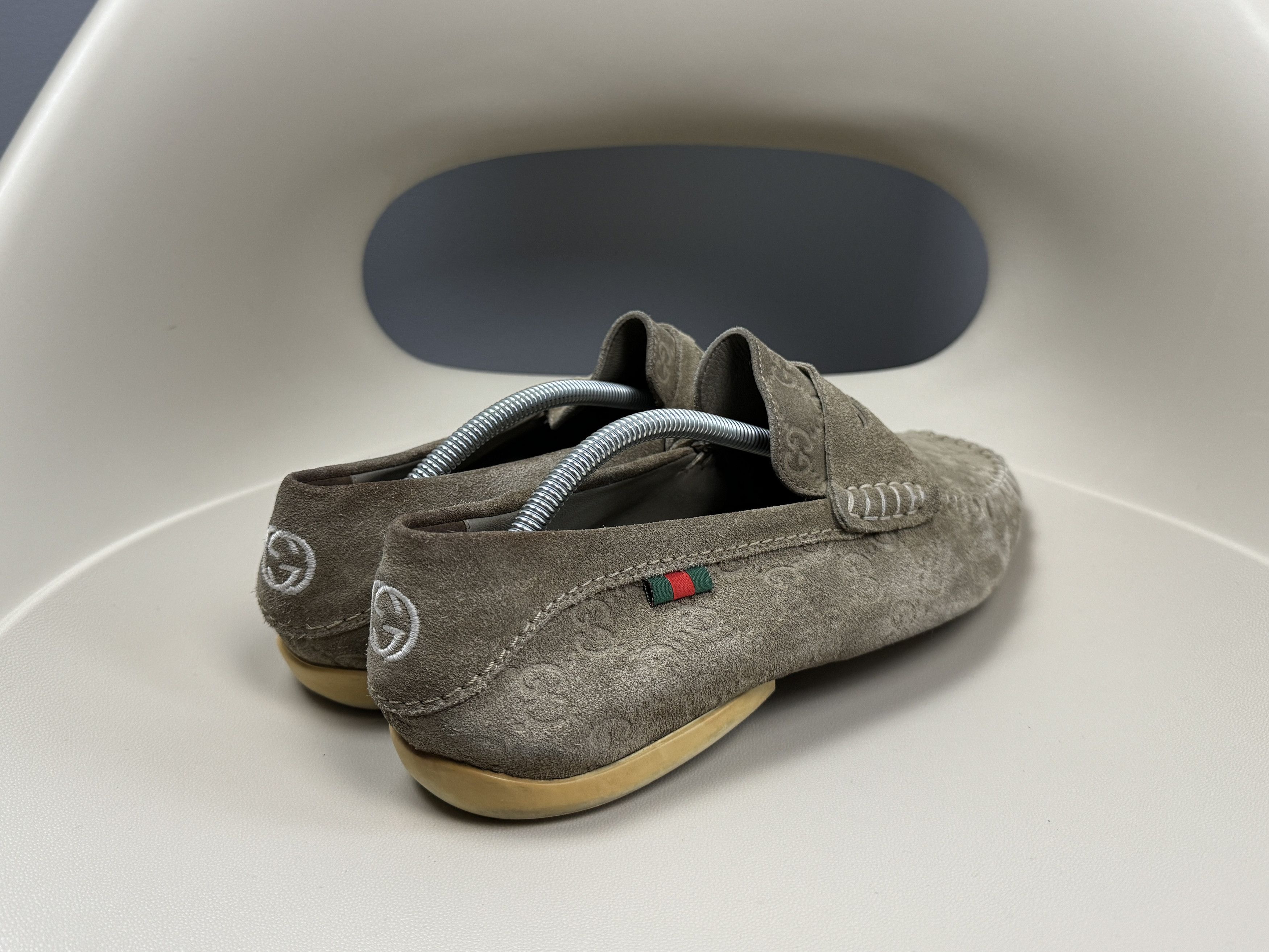 Gucci Gucci Suede GG Monogram Loafers Flats Olive Gray Size 8 Size US 9 / EU 42 - 2 Thumbnail