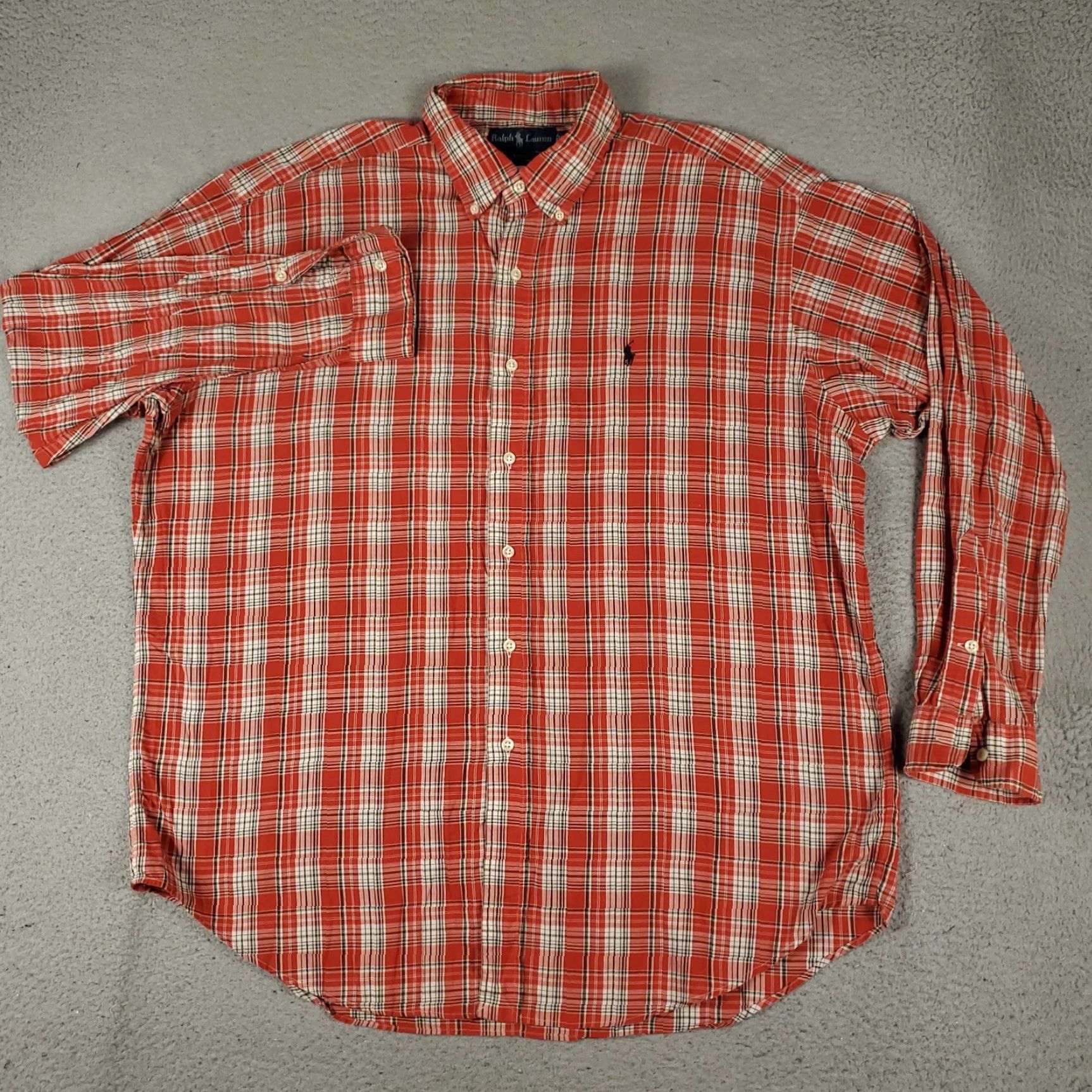 Ralph Lauren Ralph Lauren Shirt Mens XL Orange Plaid Casual Button-Up Long Sleeve Size US XL / EU 56 / 4 - 3 Thumbnail