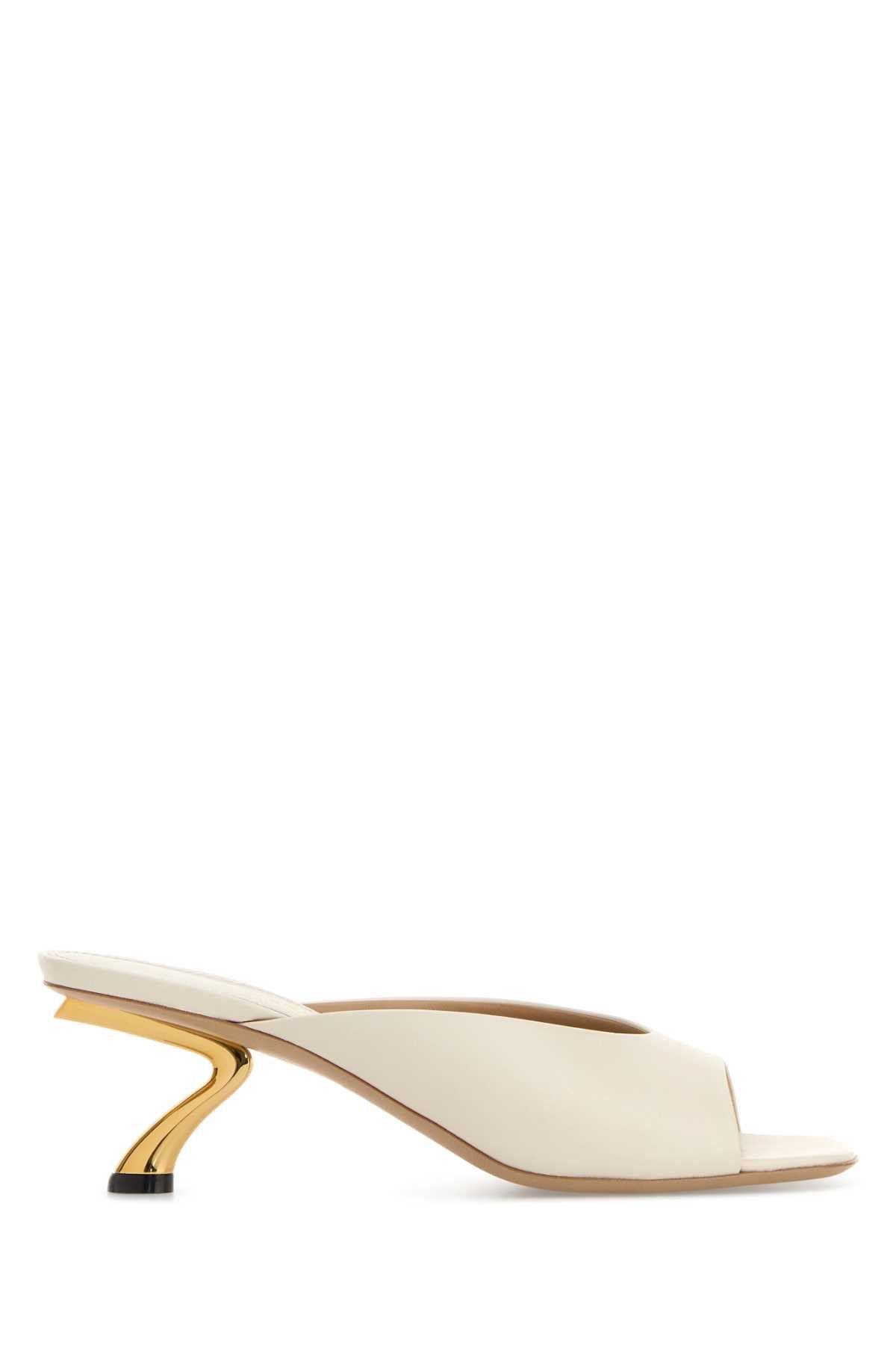 Salvatore Ferragamo Ivory Leather Igea Mules Size US 10 / IT 40 - 1 Thumbnail