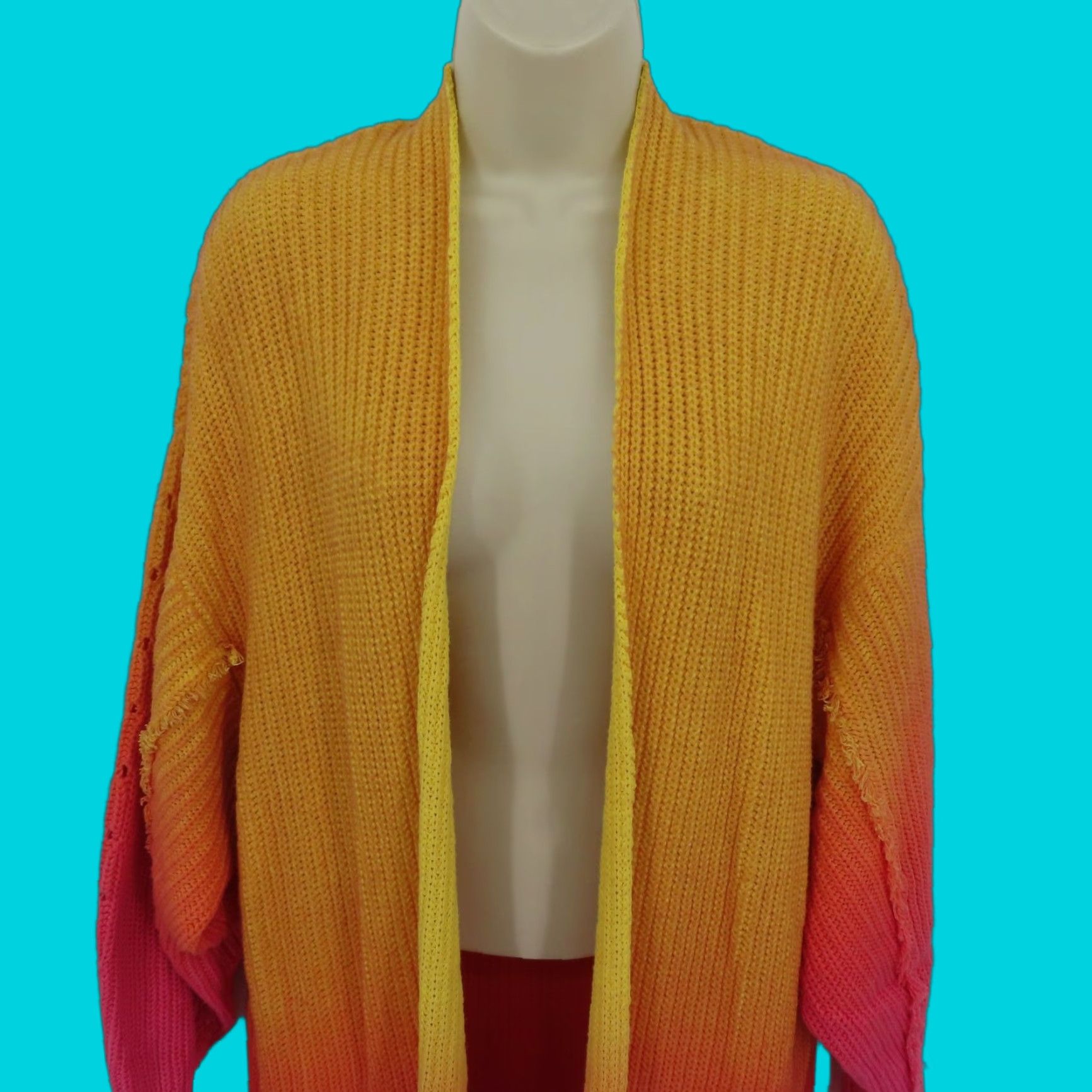 Free People Free People Cardigan Sweater Women XS Multicolor Ombre Yellow Orange Pink Maxi Size XS / US 0-2 / IT 36-38 - 1 Thumbnail