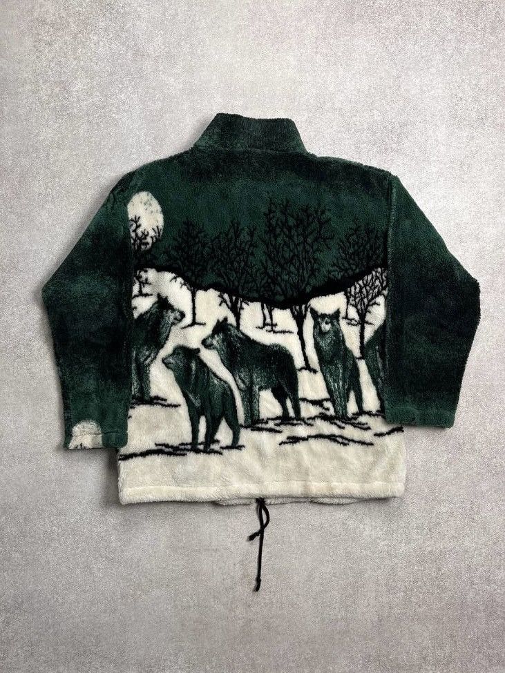 Other Vintage Wolf Allowerprint Fleece Sherpa Jaclet XS Size US XS / EU 42 / 0 - 2 Thumbnail