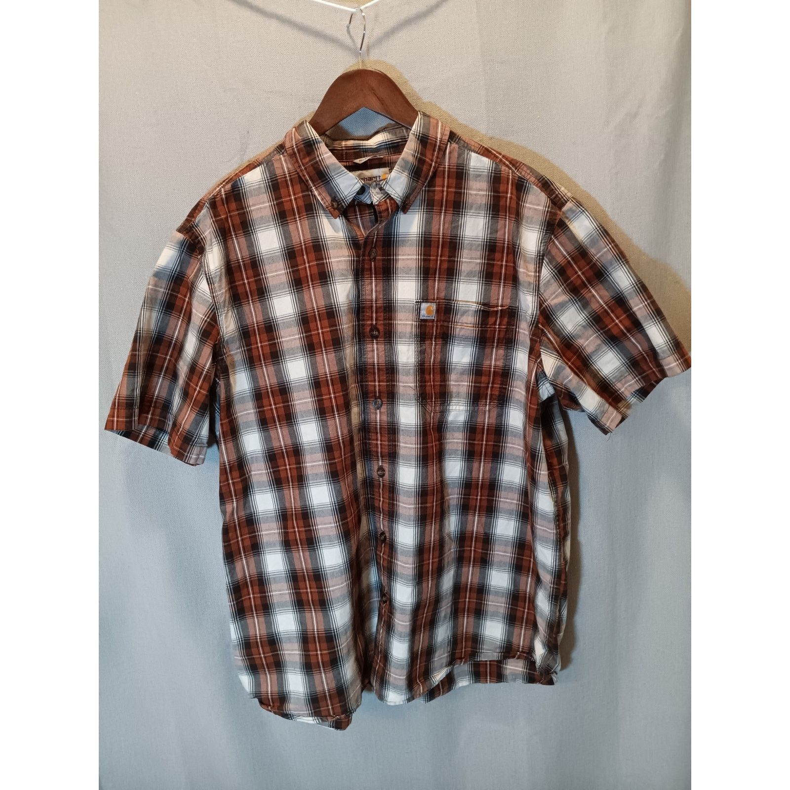 Carhartt Carhartt Men's XL Plaid Black Short Sleeve Button-Up Size US XL / EU 56 / 4 - 1 Thumbnail