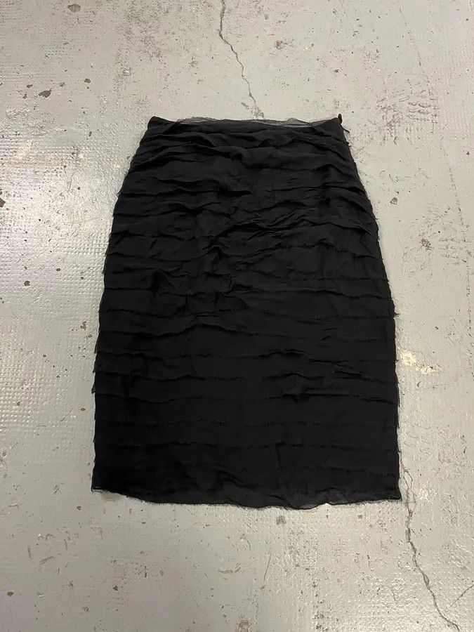 Vintage 1990s Plein Sud Black Silk Skirt Size 24" / US 00 / IT 34 - 4 Thumbnail