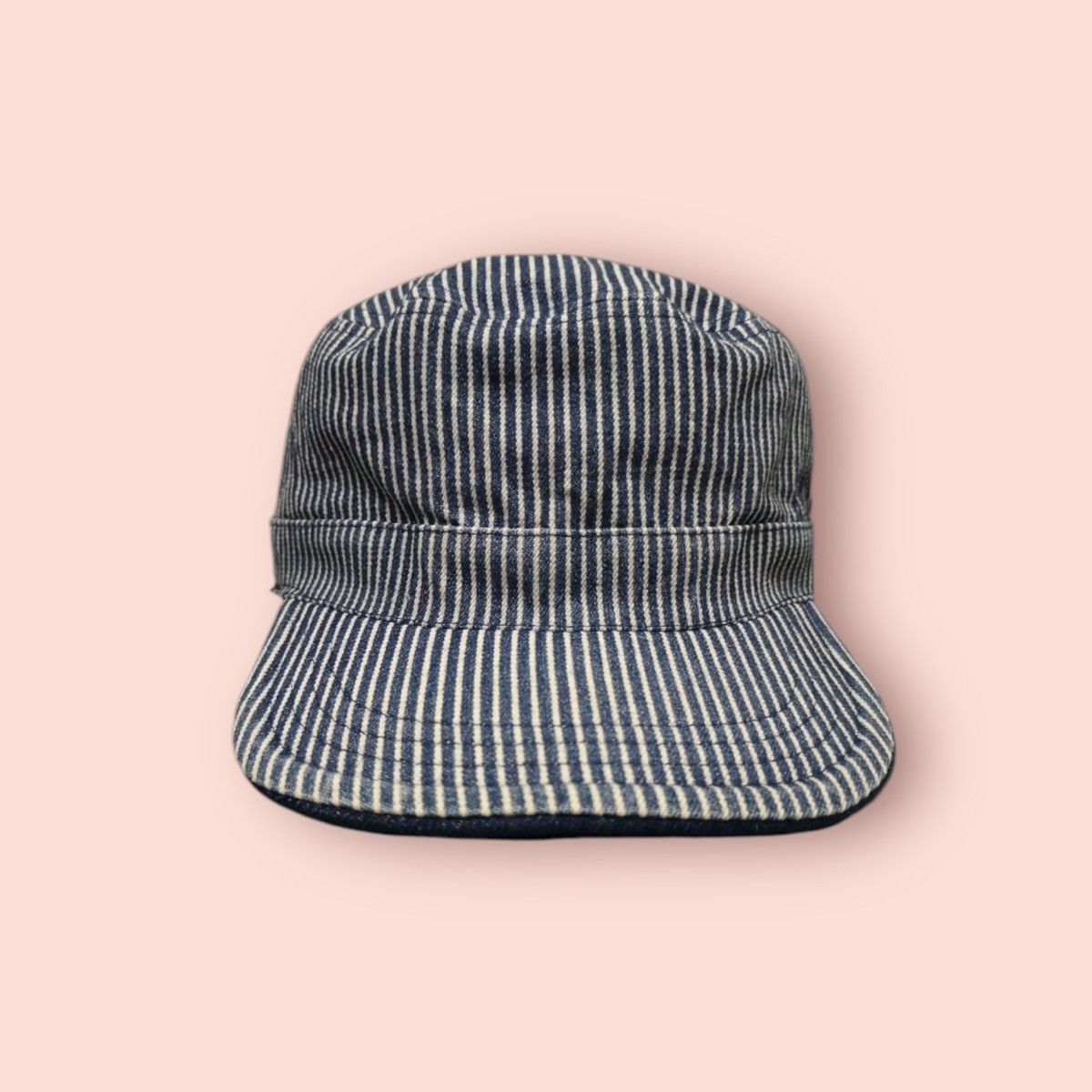 Japanese Brand × Vintage RARE REVERSIBLE DENIM/HICKORY STRIPES WORKER HAT JAPAN Size ONE SIZE - 19 Thumbnail