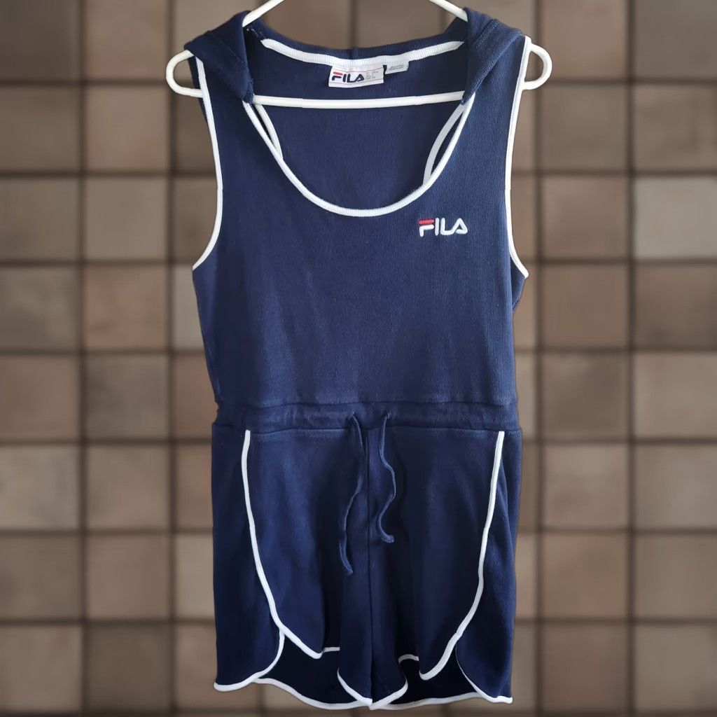 Fila Fila Womens |L| Navy Hooded Scoopneck Romper Shirt Size 36" / US 14 / IT 50 - 1 Thumbnail