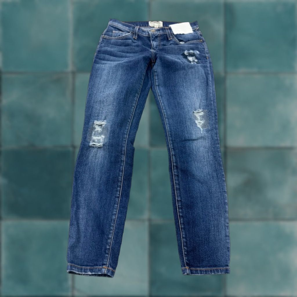 Vintage Current/Elliott Jeans Womens 26-0 Blue Denim Distressed Skinny Leg 5-Pocket Button Closure Medium Wash Size 26" / US 2 / IT 38 - 1 Thumbnail