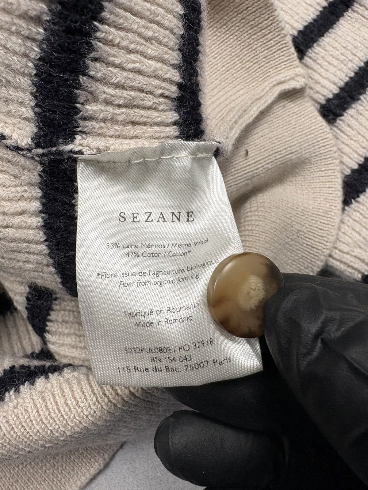 Sezane Sezane La Maille Striped Merino Wool Knit Sweater Button M Size M / US 6-8 / IT 42-44 - 12 Thumbnail