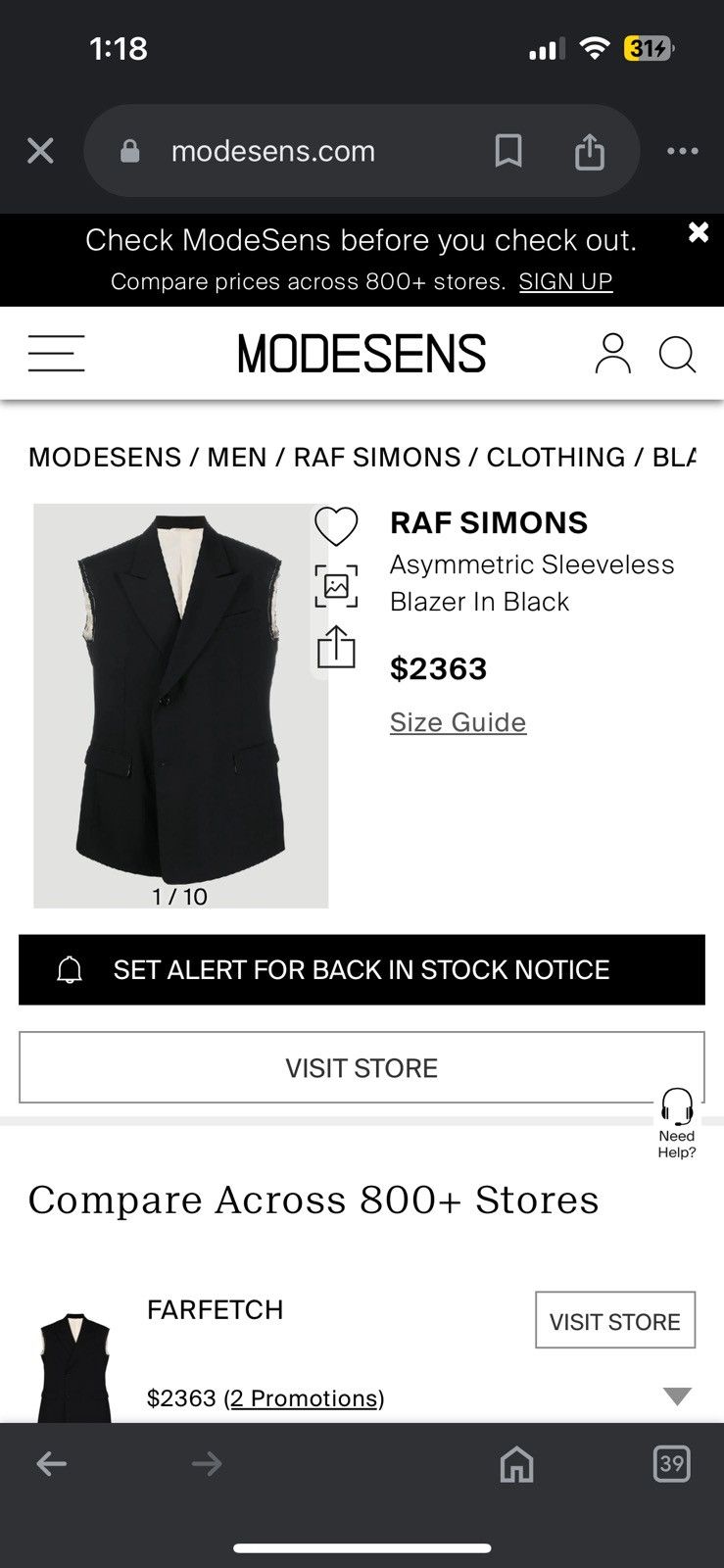 Raf Simons Raf Simons Sleeveless Cut Blazer Size 50R - 8 Thumbnail