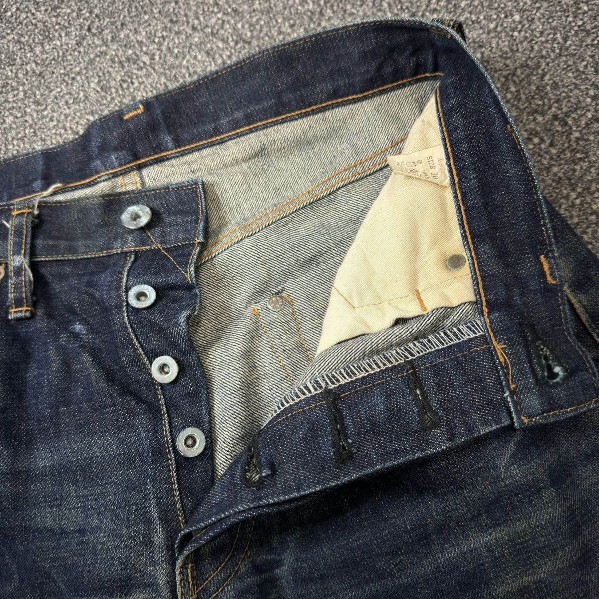 Denim & Co. Vintage Japanese Selvedge Distressed Ripped Wave Raw Denim Size US 30 / EU 46 - 12 Thumbnail