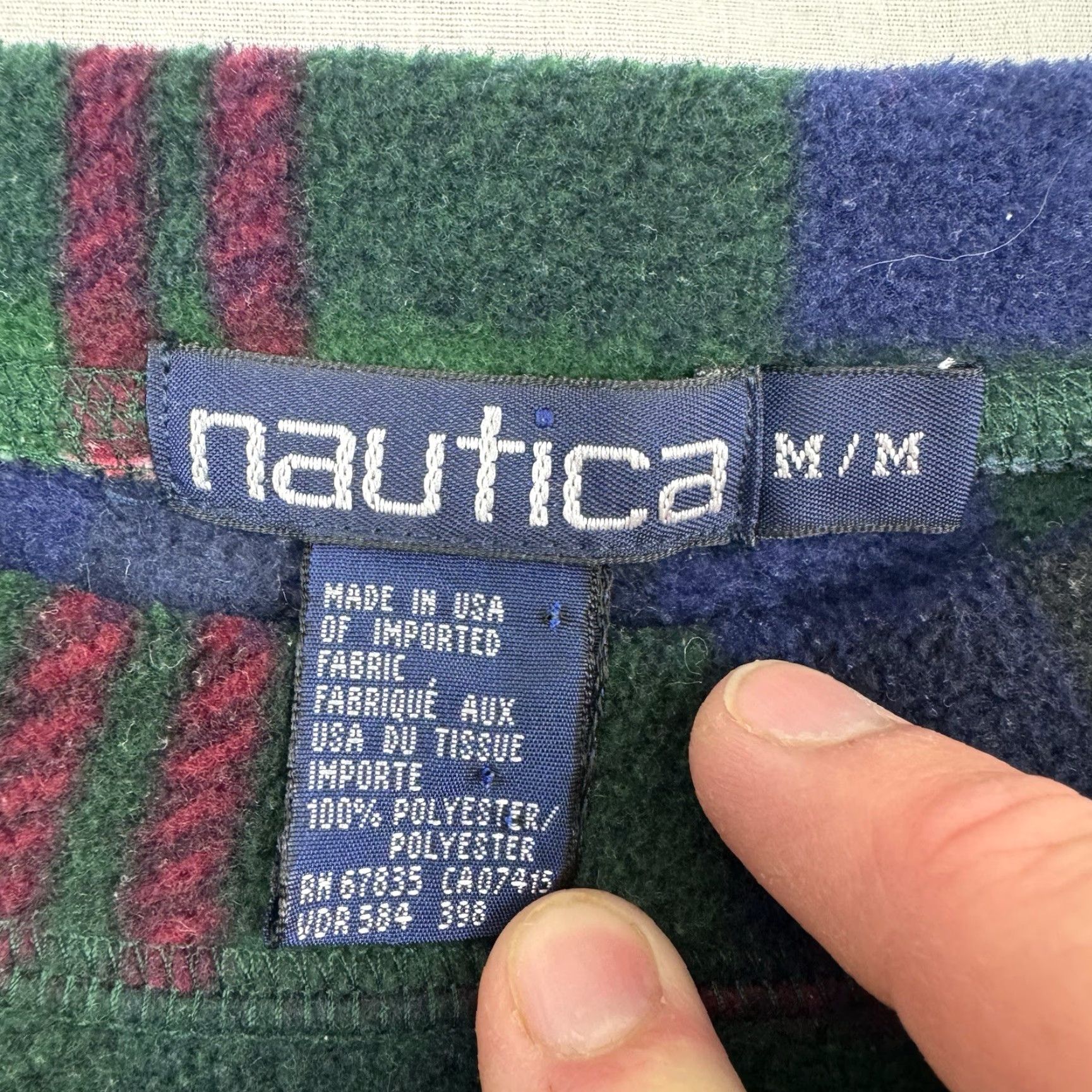 Nautica VINTAGE Nautica Fleece Pullover Jacket Mens Adult Medium Plaid 90s Green Nautica Size US M / EU 48-50 / 2 - 4 Thumbnail