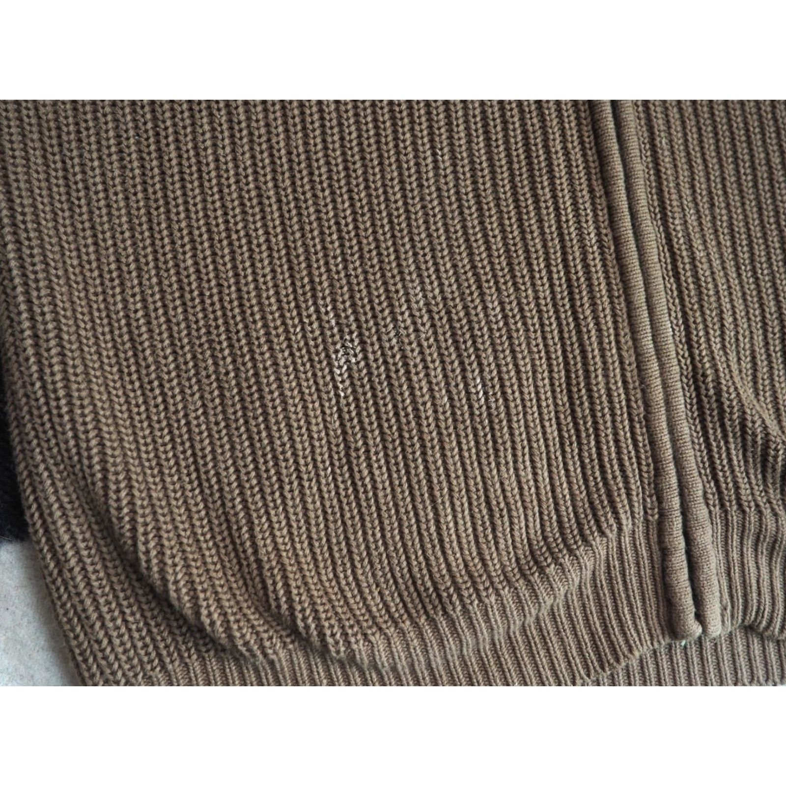 Vintage VINTAGE L.L. Bean Sweater Full Zip Army Brown Full Zip Mens L Brown Cotton Ribbed Knit Crew Neck Army Size US L / EU 52-54 / 3 - 6 Thumbnail